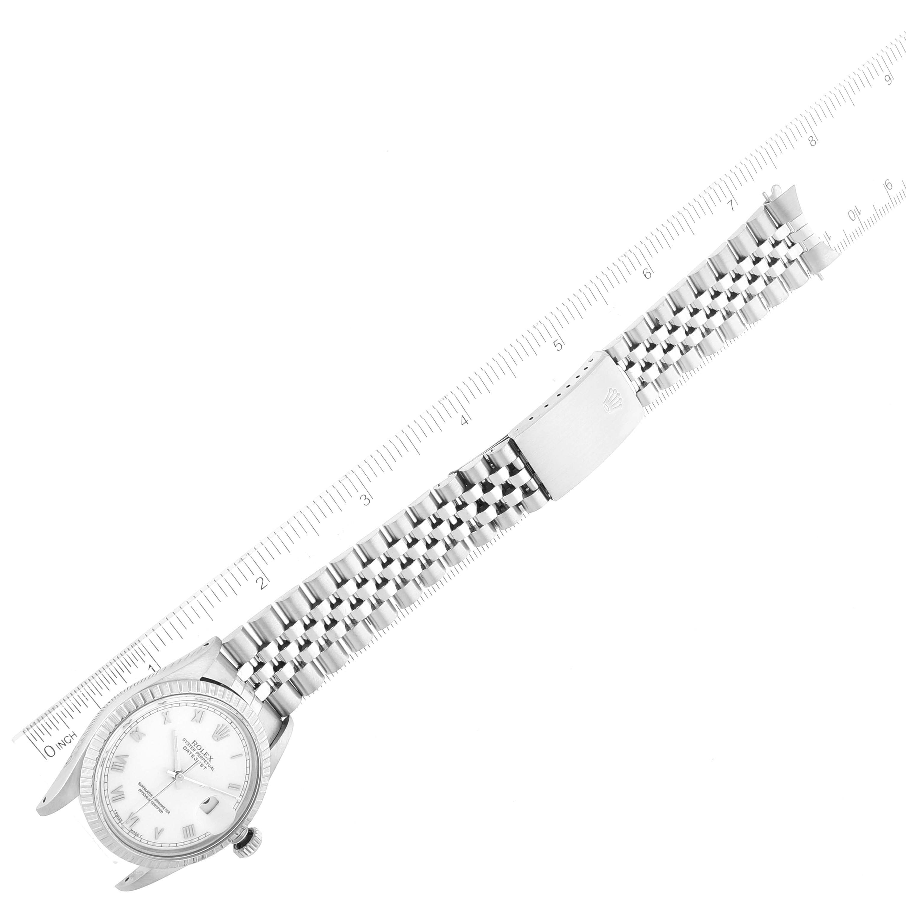 Rolex Datejust White Roman Dial Steel Mens Watch 16030