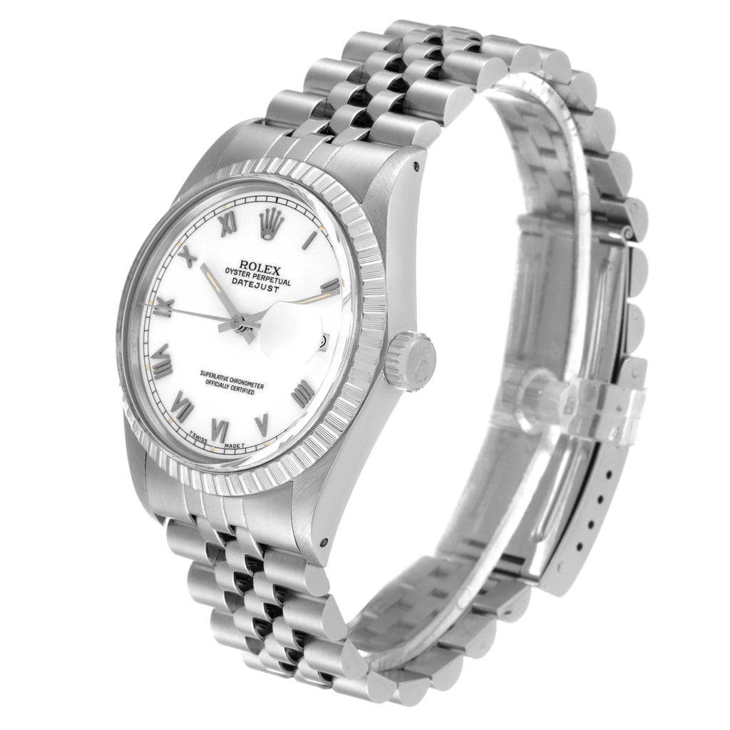 Rolex Datejust White Roman Dial Steel Mens Watch 16030