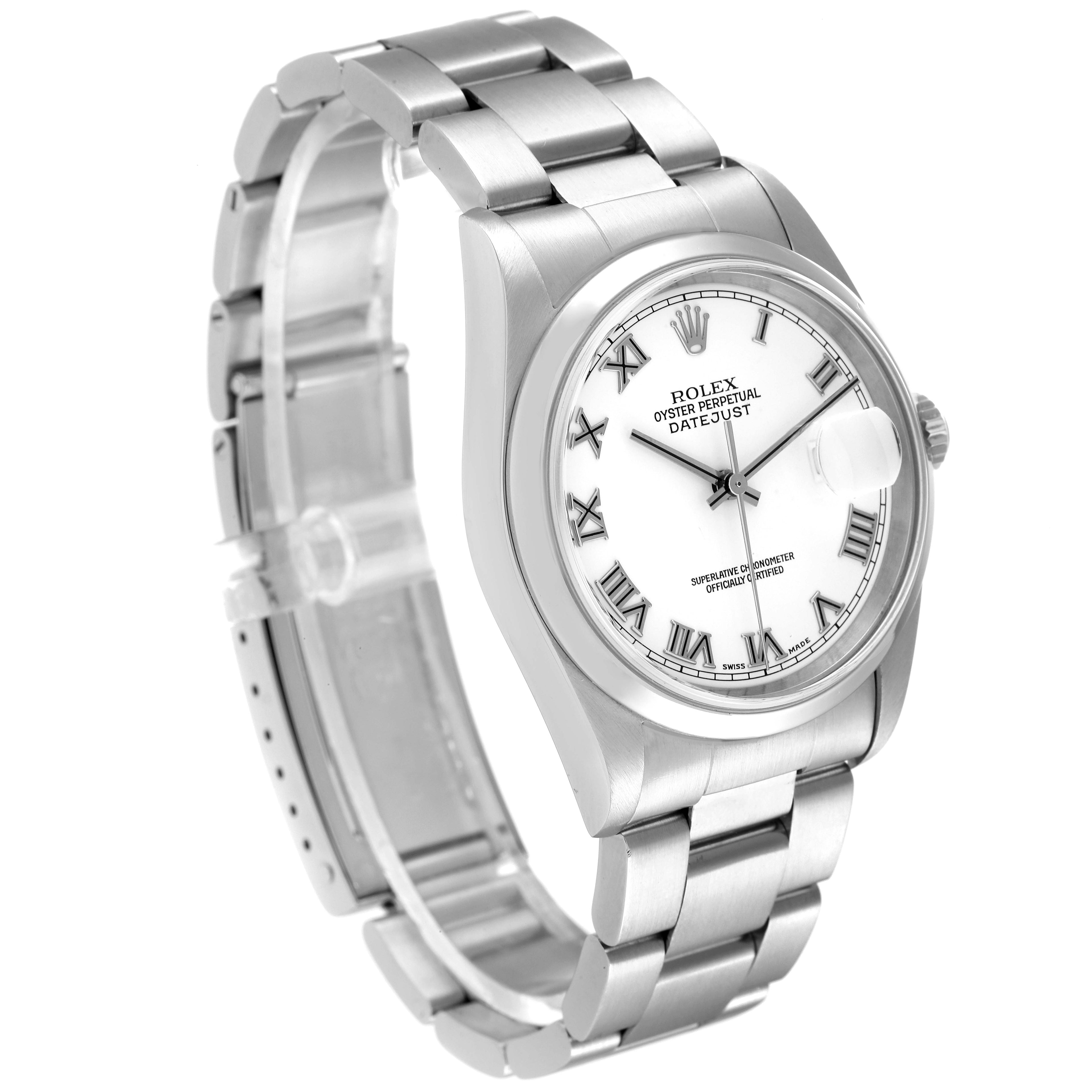 Rolex Datejust White Roman Dial Steel Mens Watch 16200