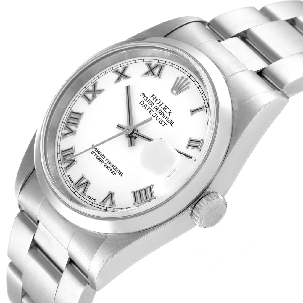 Rolex Datejust White Roman Dial Steel Mens Watch 16200
