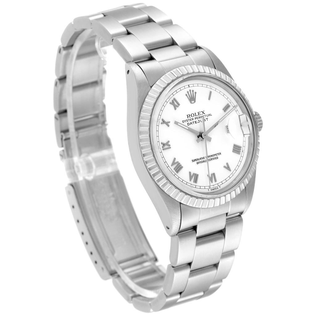 Rolex Datejust White Roman Dial Steel Vintage Mens Watch 16030