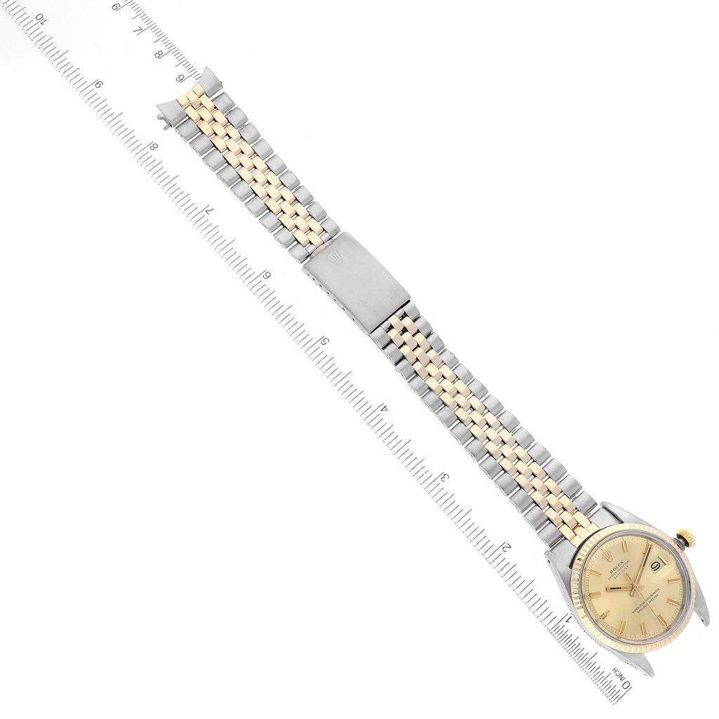Rolex Datejust Wide Boy Dial Steel Yellow Gold Vintage Watch 1601 Box Papers