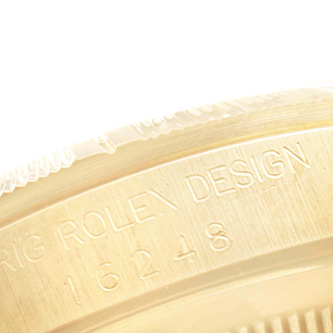 Rolex Datejust Yellow Gold Bark Finish Champagne Dial Mens Watch 16248
