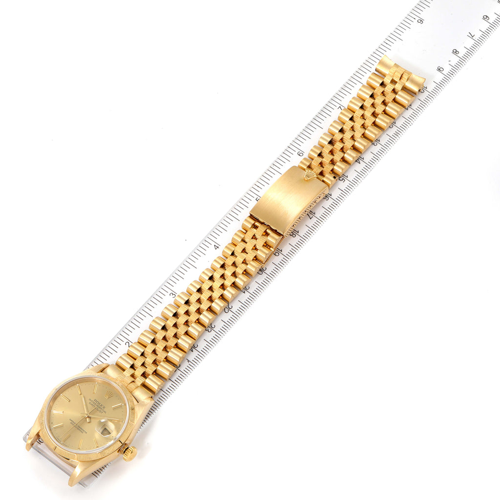 Rolex Datejust Yellow Gold Bark Finish Champagne Dial Mens Watch 16248