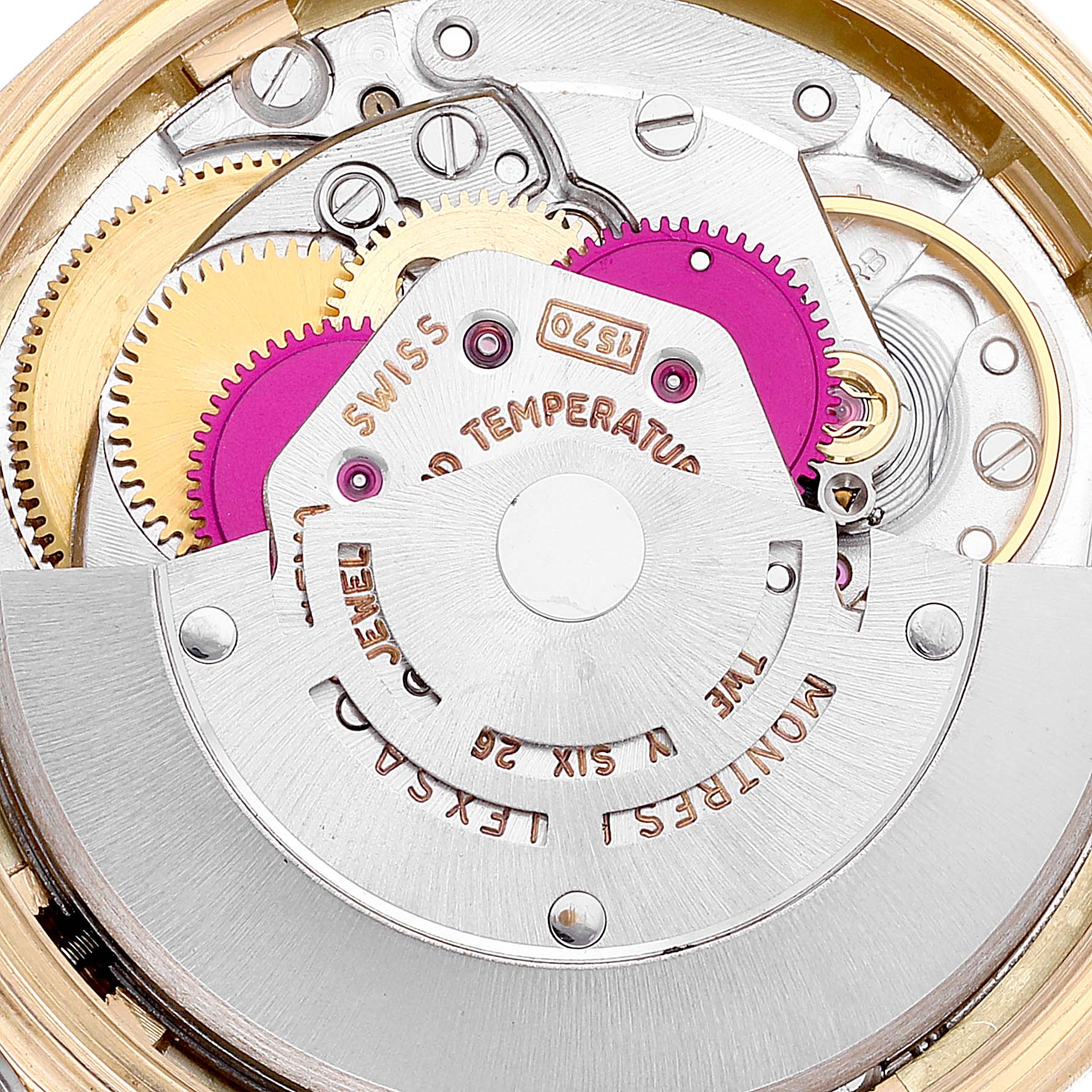 Rolex Datejust Yellow Gold Bark Finish Wide Boy Dial Vintage Mens Watch 1607