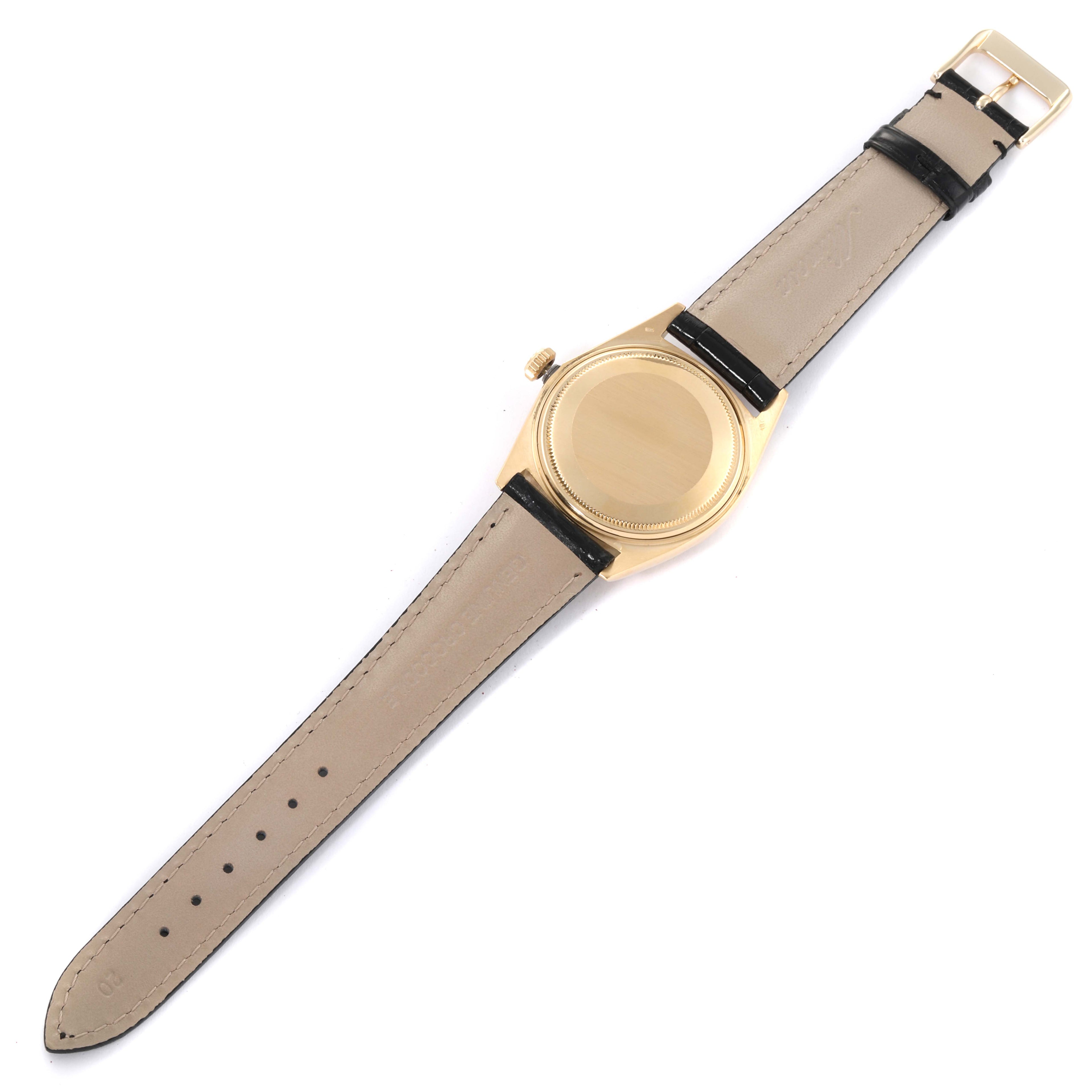 Rolex Datejust Yellow Gold Bark Finish Wide Boy Dial Vintage Mens Watch 1607