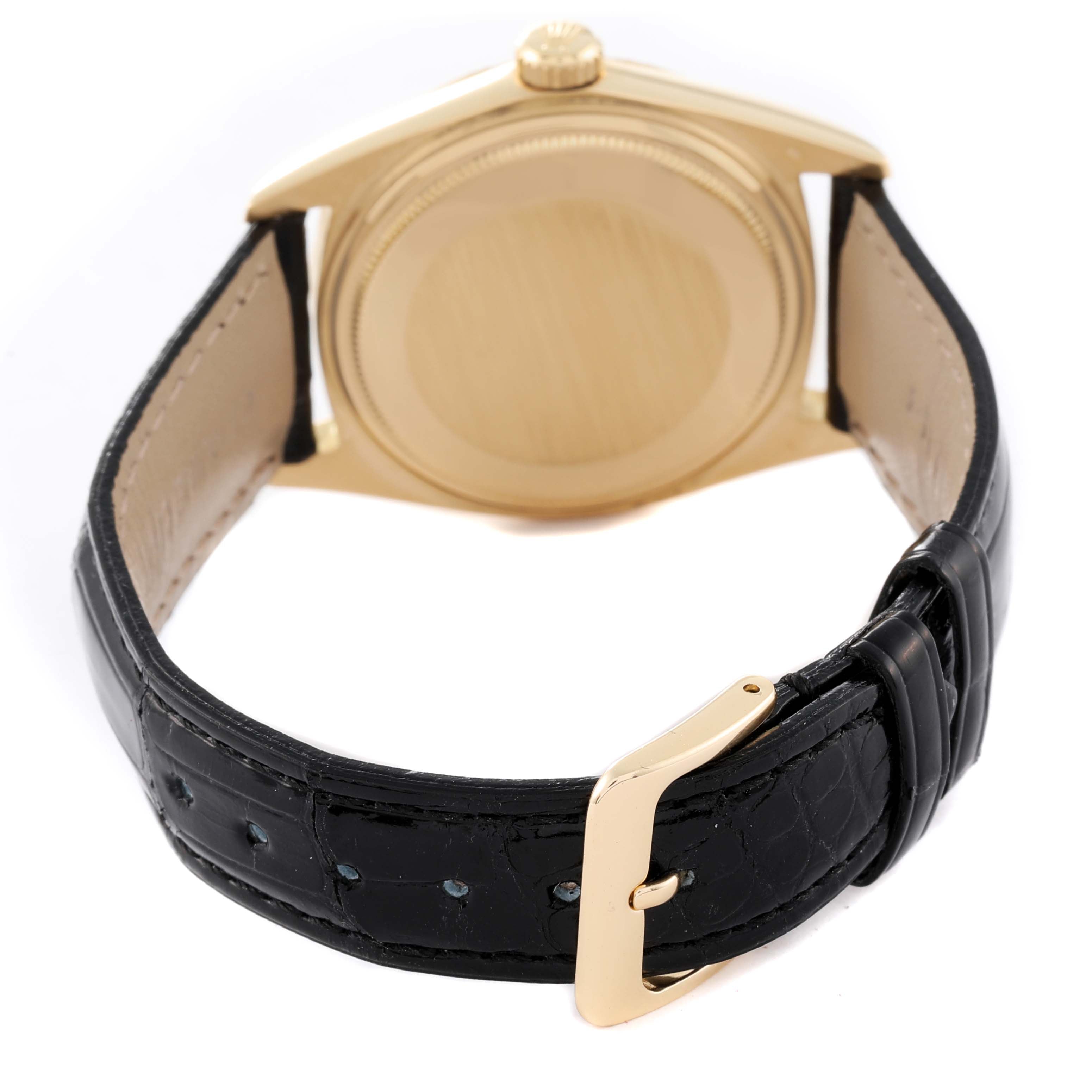 Rolex Datejust Yellow Gold Bark Finish Wide Boy Dial Vintage Mens Watch 1607