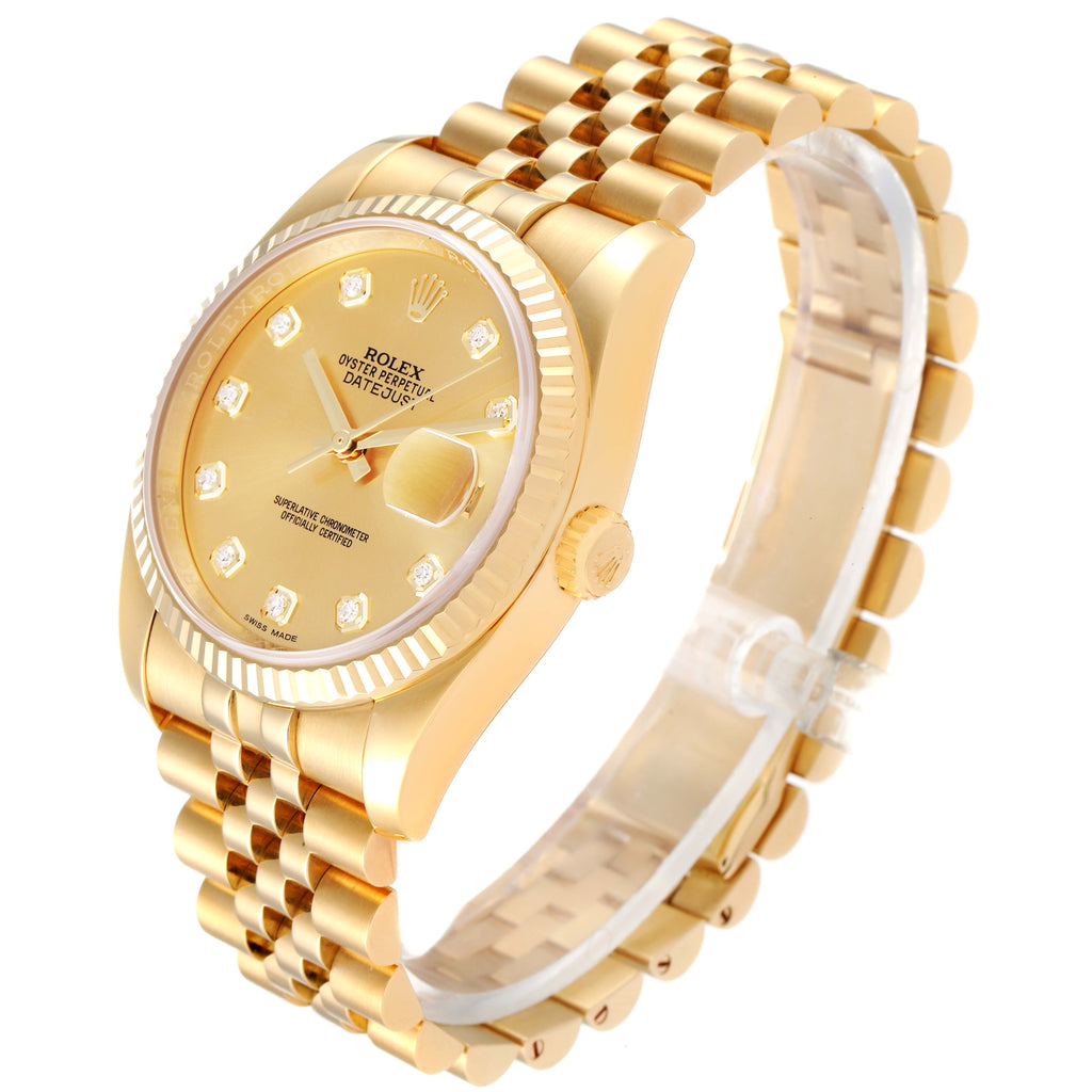 Rolex Datejust Yellow Gold Champagne Diamond Dial Mens Watch 116238
