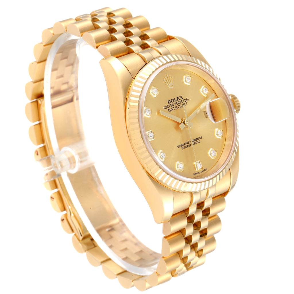Rolex Datejust Yellow Gold Champagne Diamond Dial Mens Watch 116238