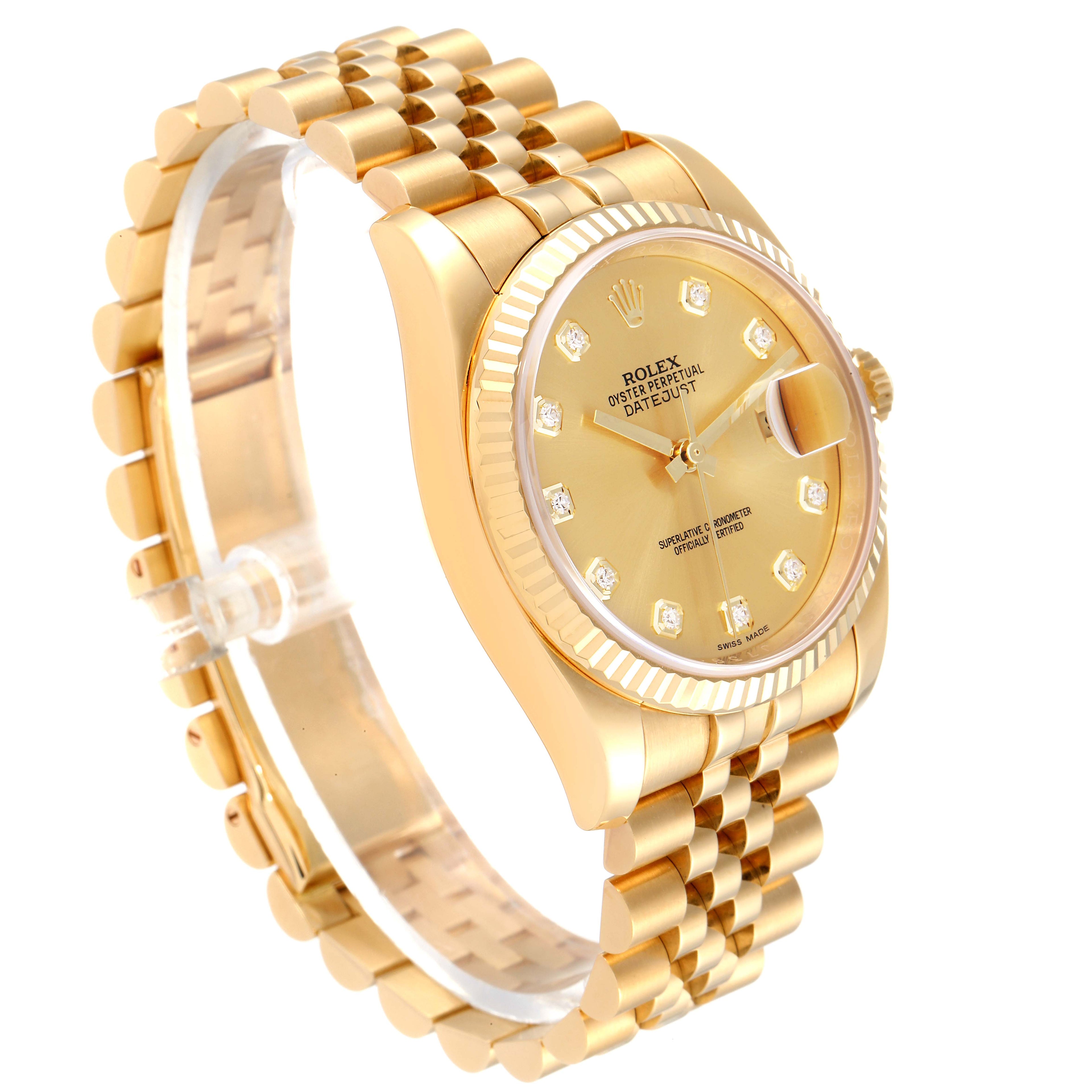 Rolex Datejust Yellow Gold Champagne Diamond Dial Mens Watch 116238