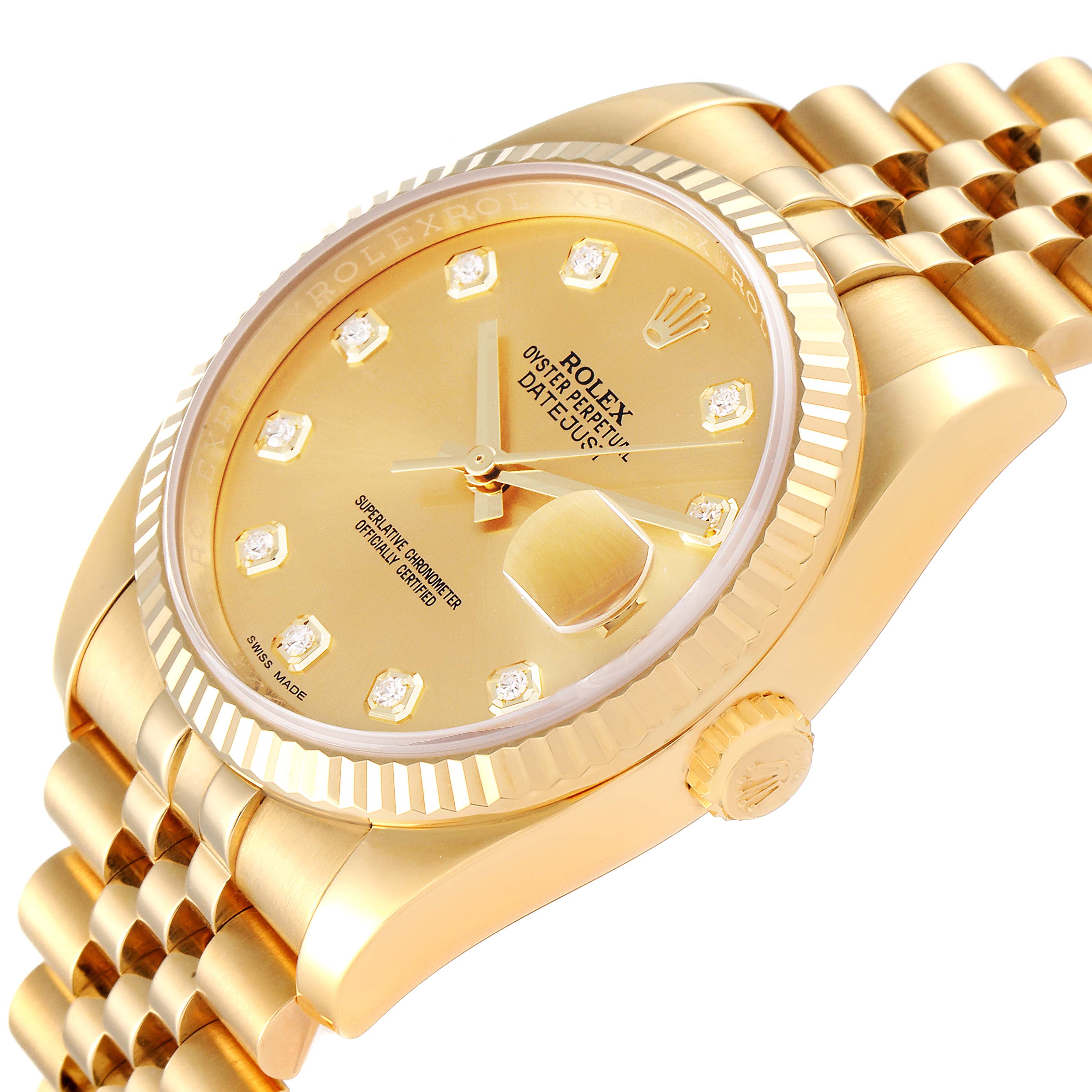 Rolex Datejust Yellow Gold Champagne Diamond Dial Mens Watch 116238