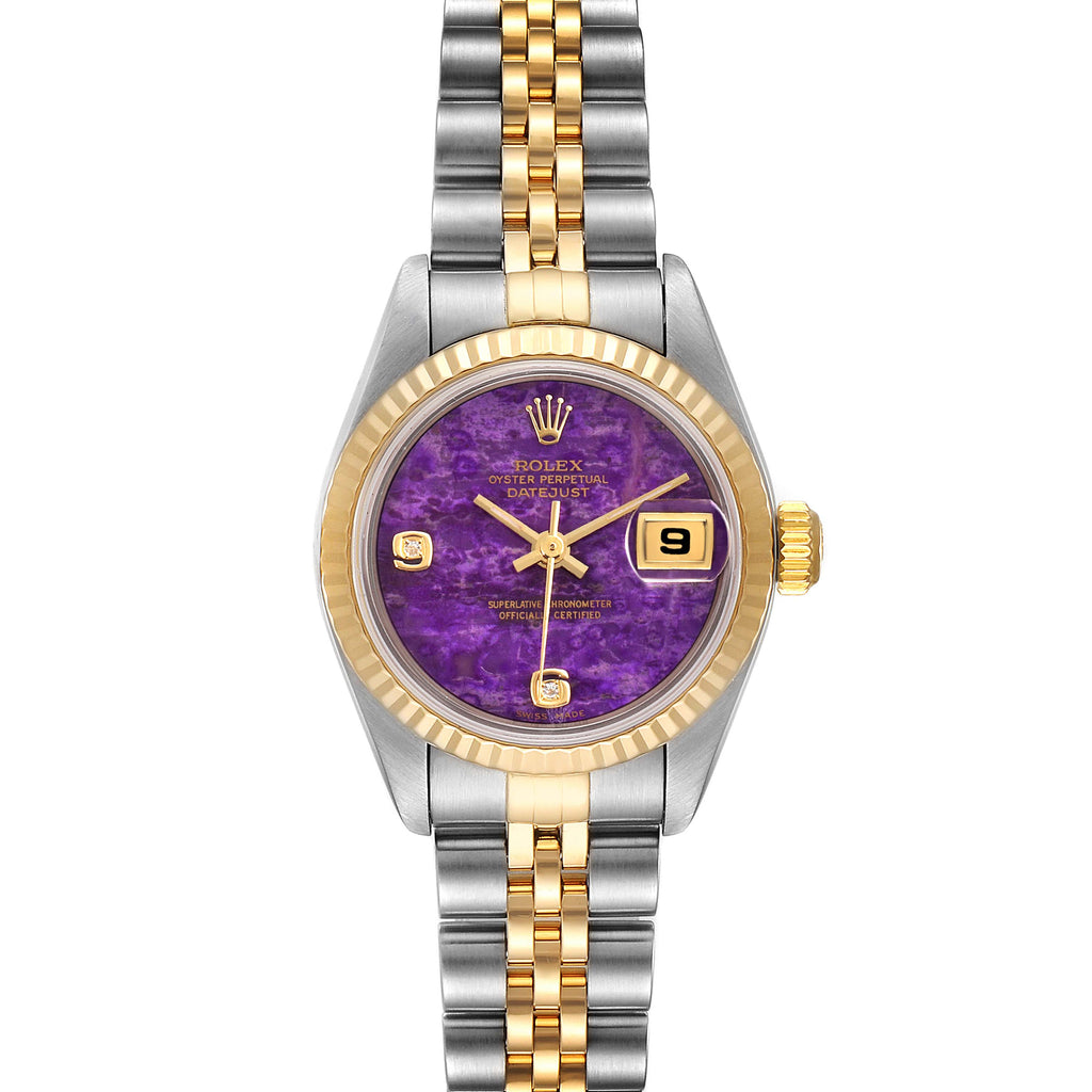 Rolex Datejust Yellow Gold Steel  Sugilite Diamond Dial Watch 79173