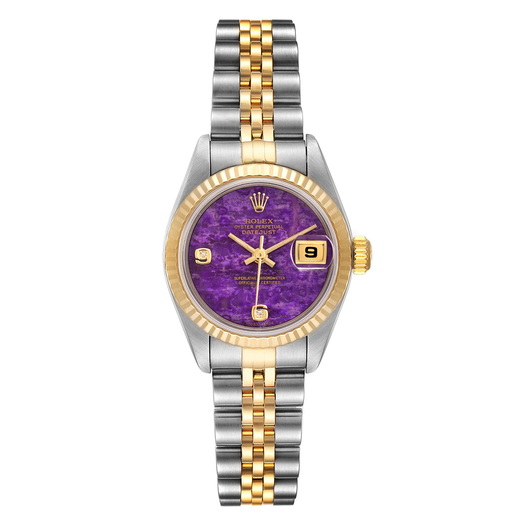 Rolex Datejust Yellow Gold Steel  Sugilite Diamond Dial Watch 79173