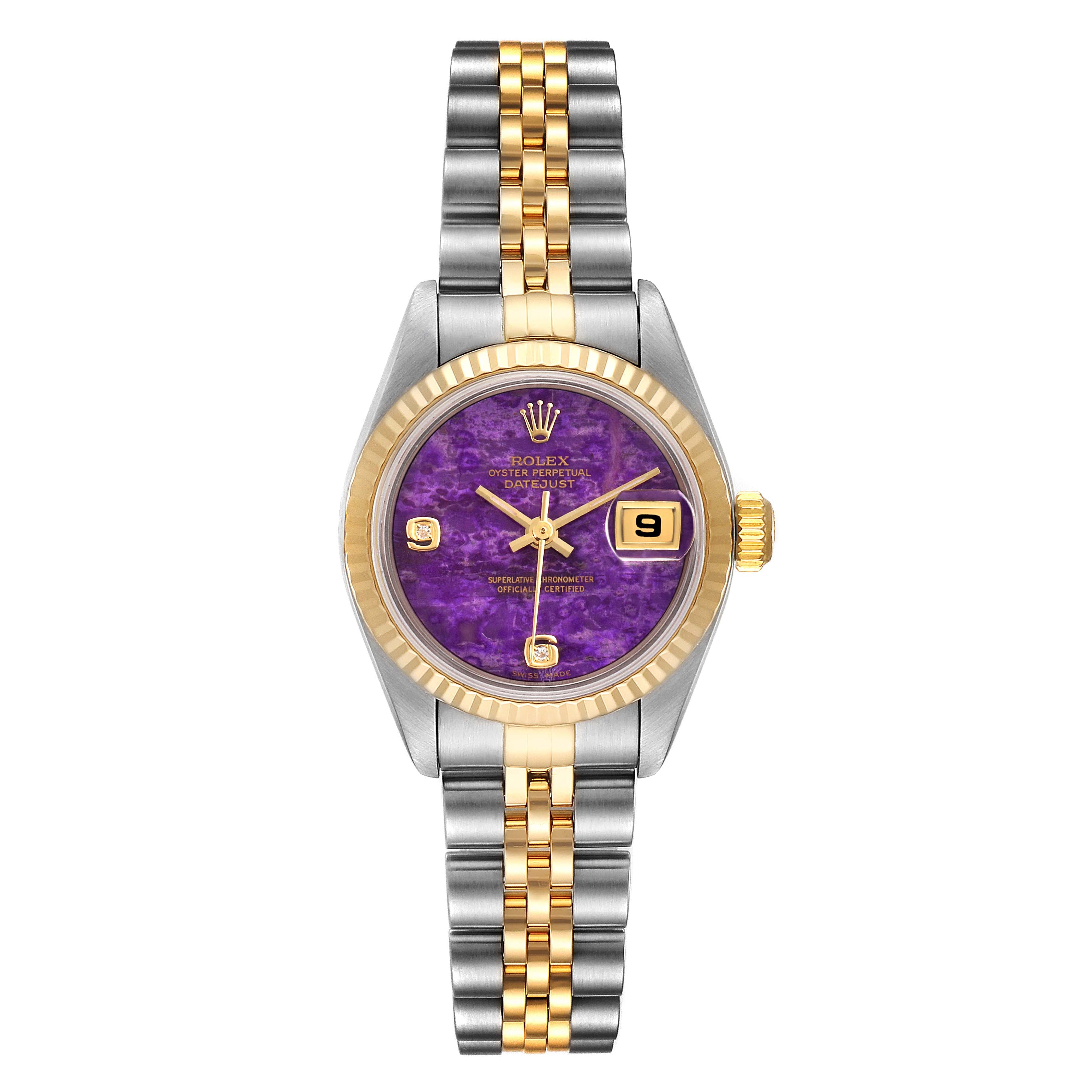 Rolex Datejust Yellow Gold Steel  Sugilite Diamond Dial Watch 79173