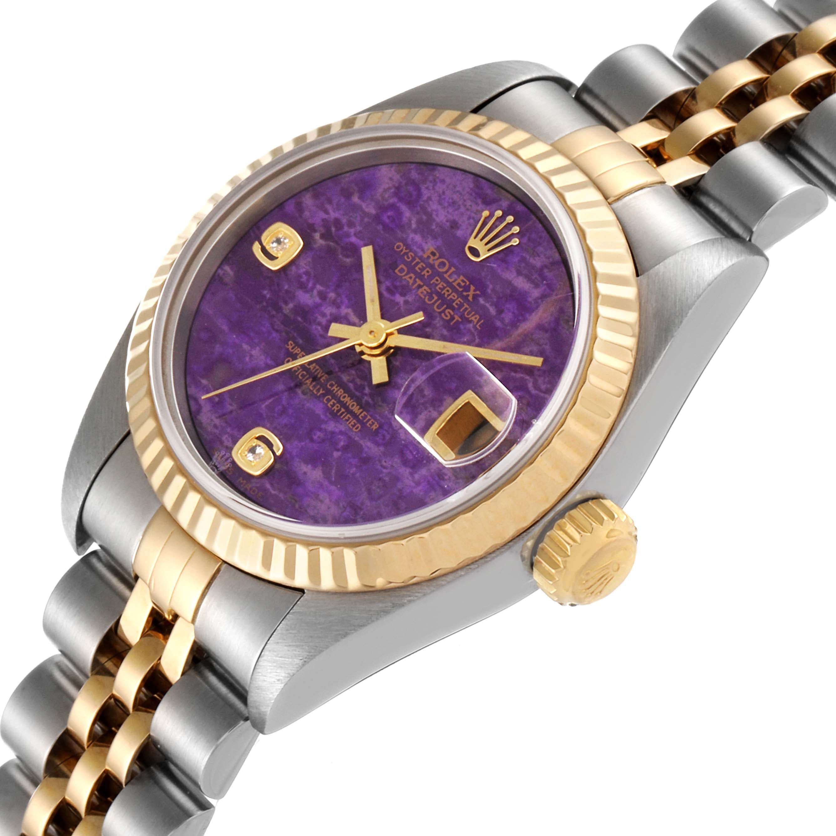 Rolex Datejust Yellow Gold Steel  Sugilite Diamond Dial Watch 79173