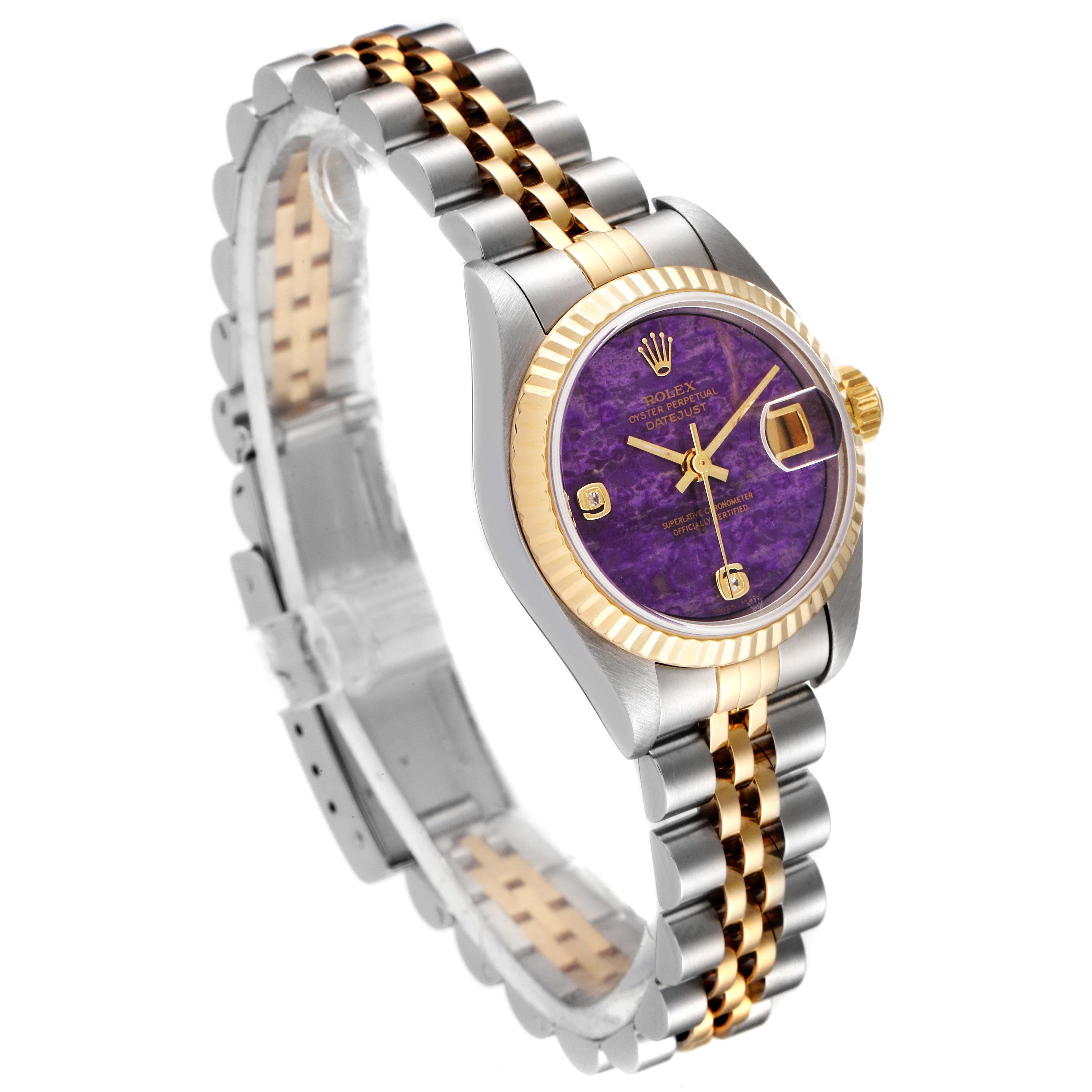 Rolex Datejust Yellow Gold Steel  Sugilite Diamond Dial Watch 79173