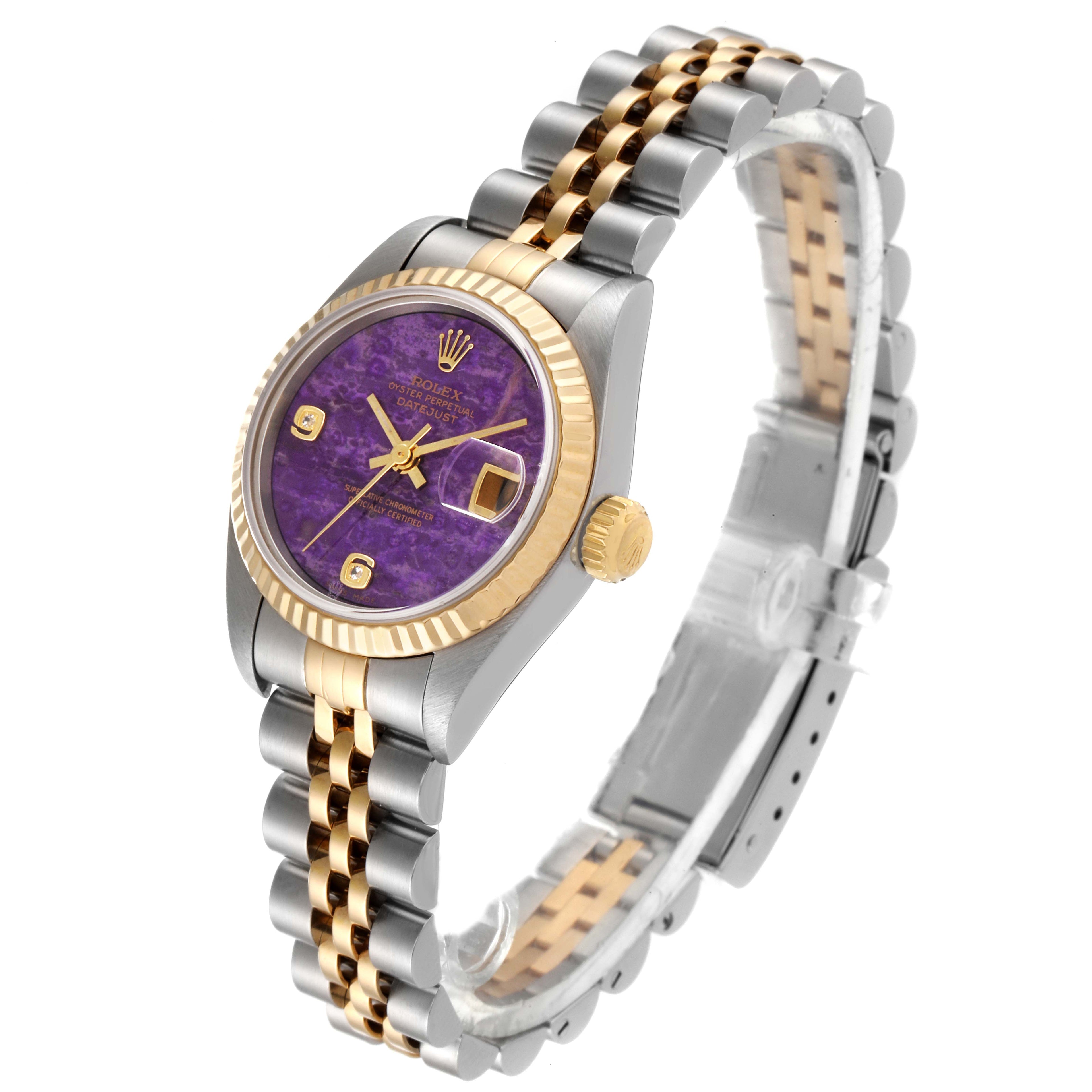 Rolex Datejust Yellow Gold Steel  Sugilite Diamond Dial Watch 79173