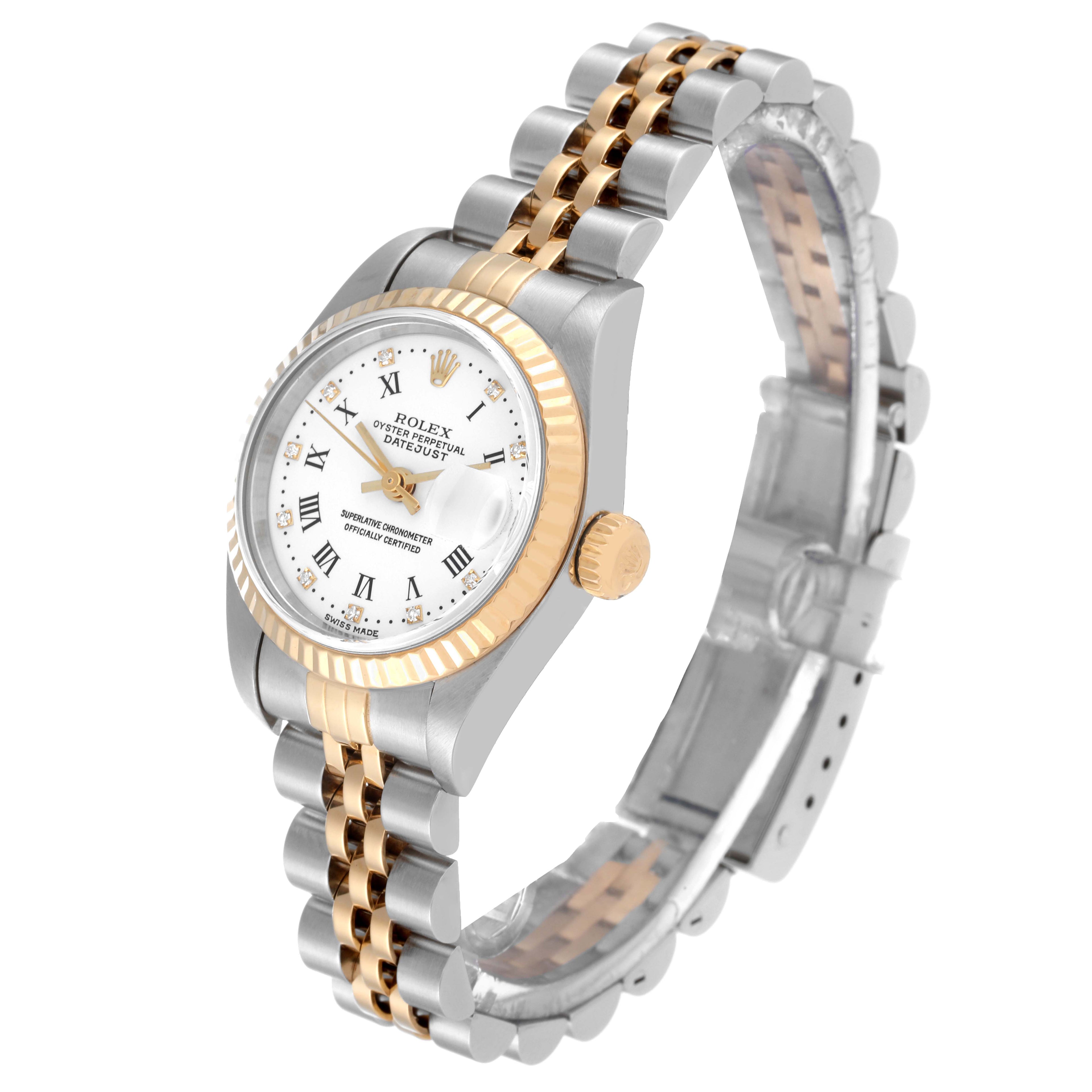 Rolex Datejust Yellow Gold White Diamond Dial Ladies Watch 79173