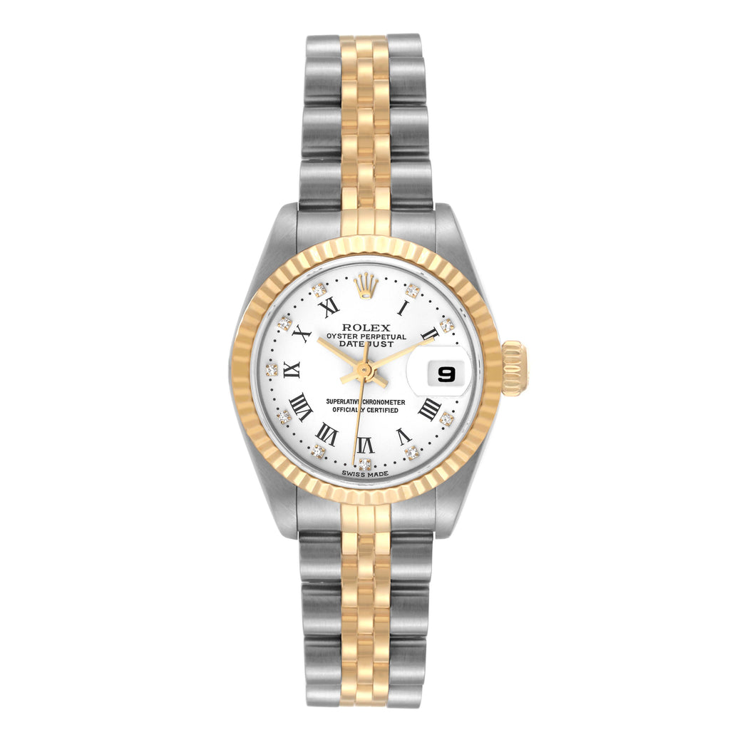 Rolex Datejust Yellow Gold White Diamond Dial Ladies Watch 79173