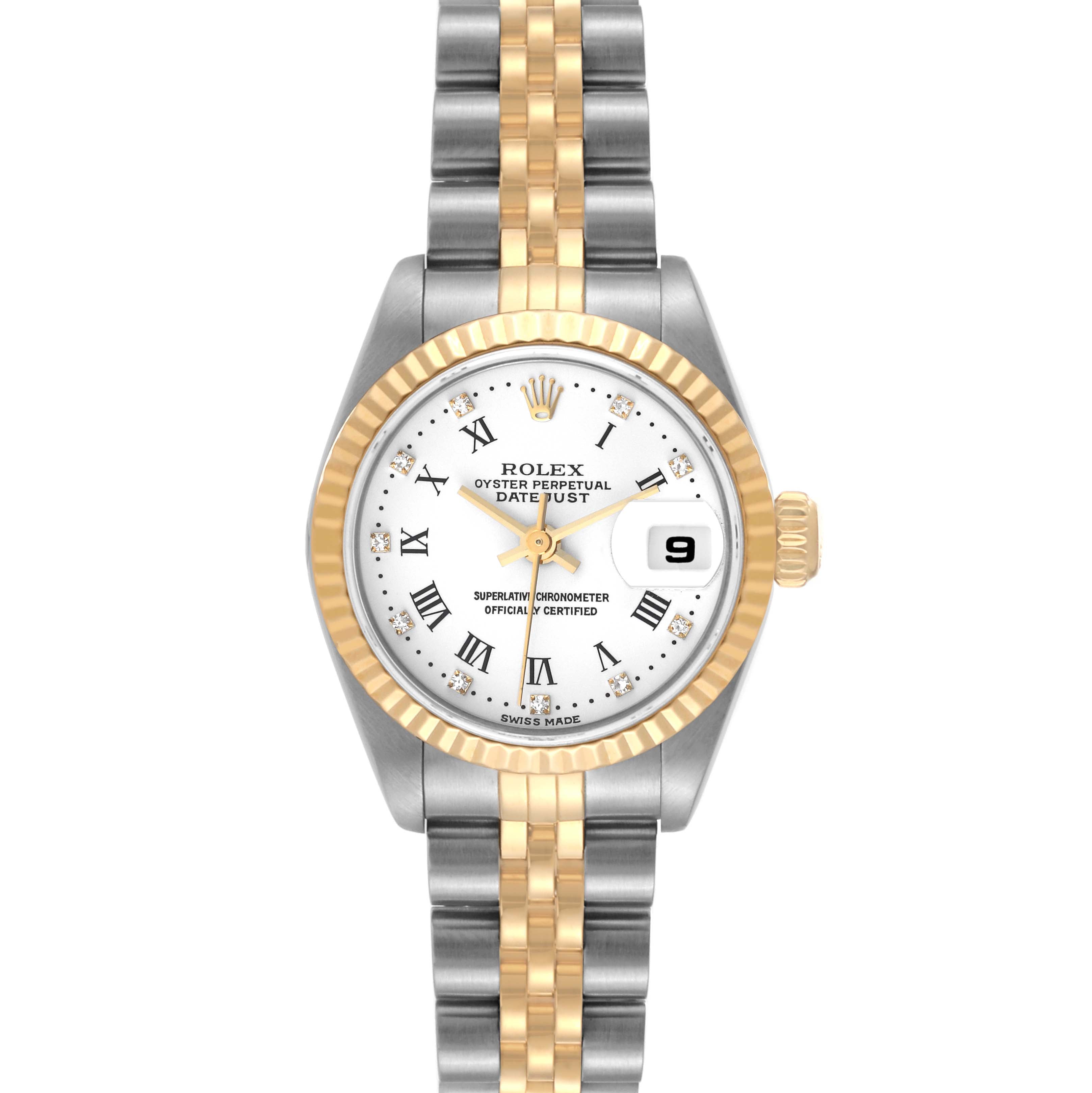Rolex Datejust Yellow Gold White Diamond Dial Ladies Watch 79173
