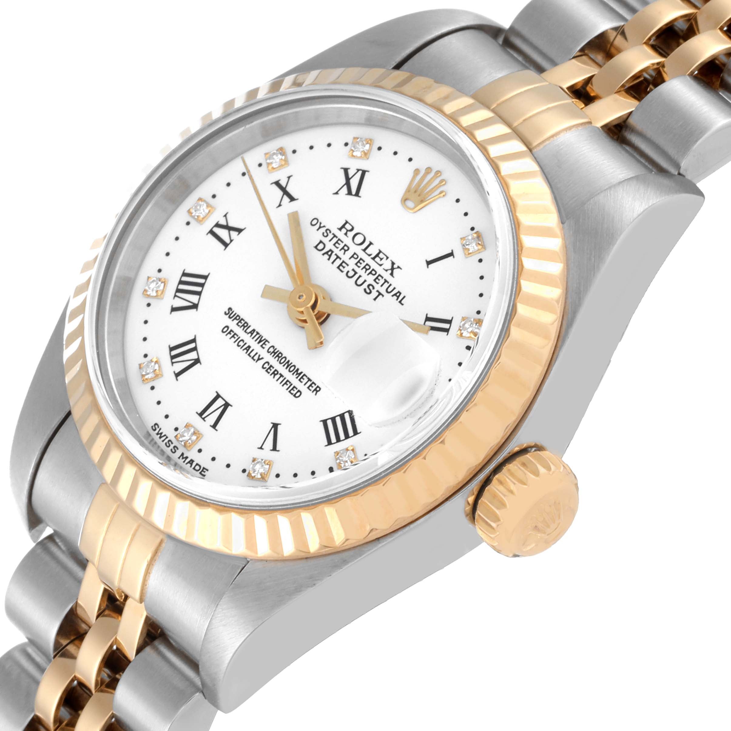 Rolex Datejust Yellow Gold White Diamond Dial Ladies Watch 79173