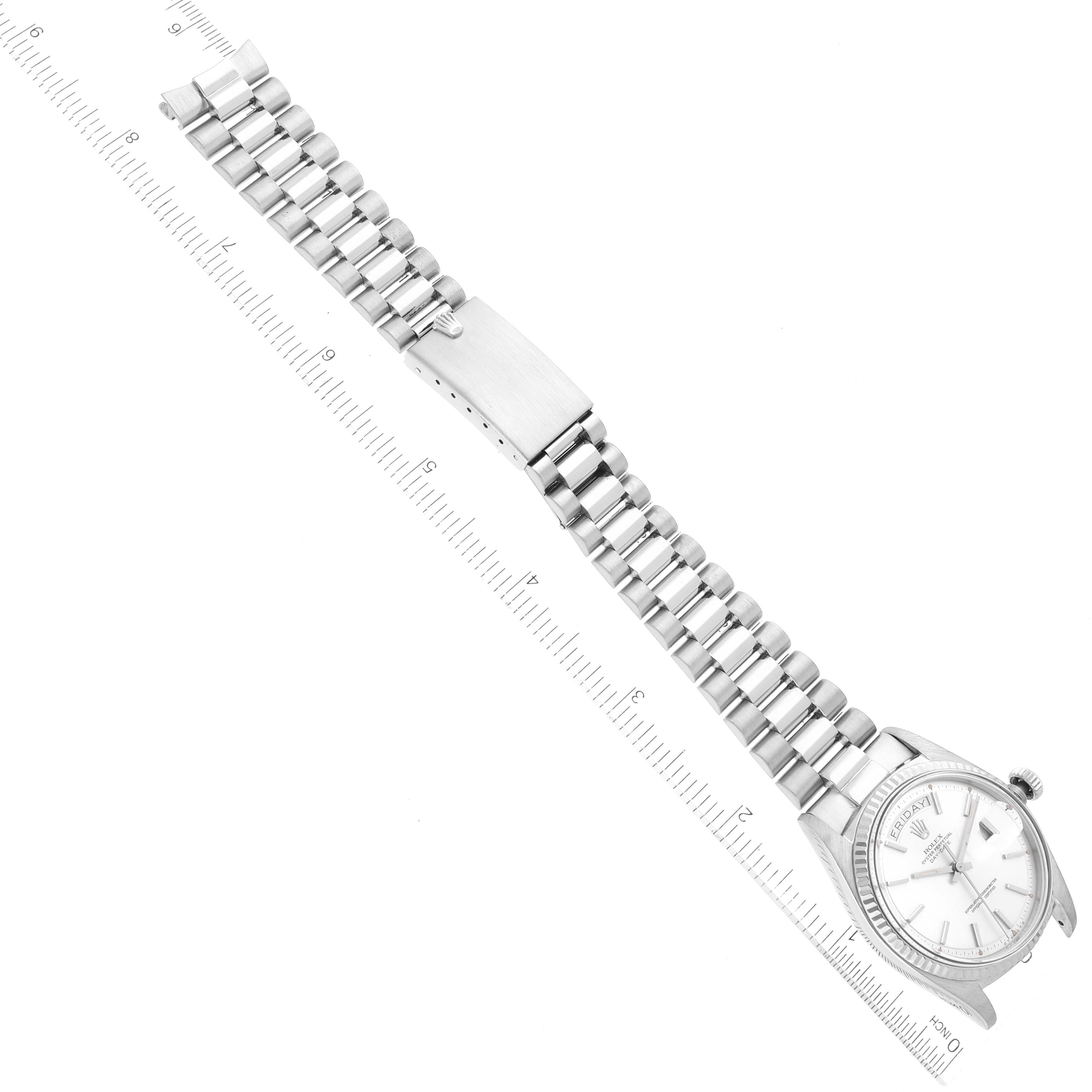 Rolex Day-Date President White Gold Silver Sigma Dial Vintage Mens Watch 1803
