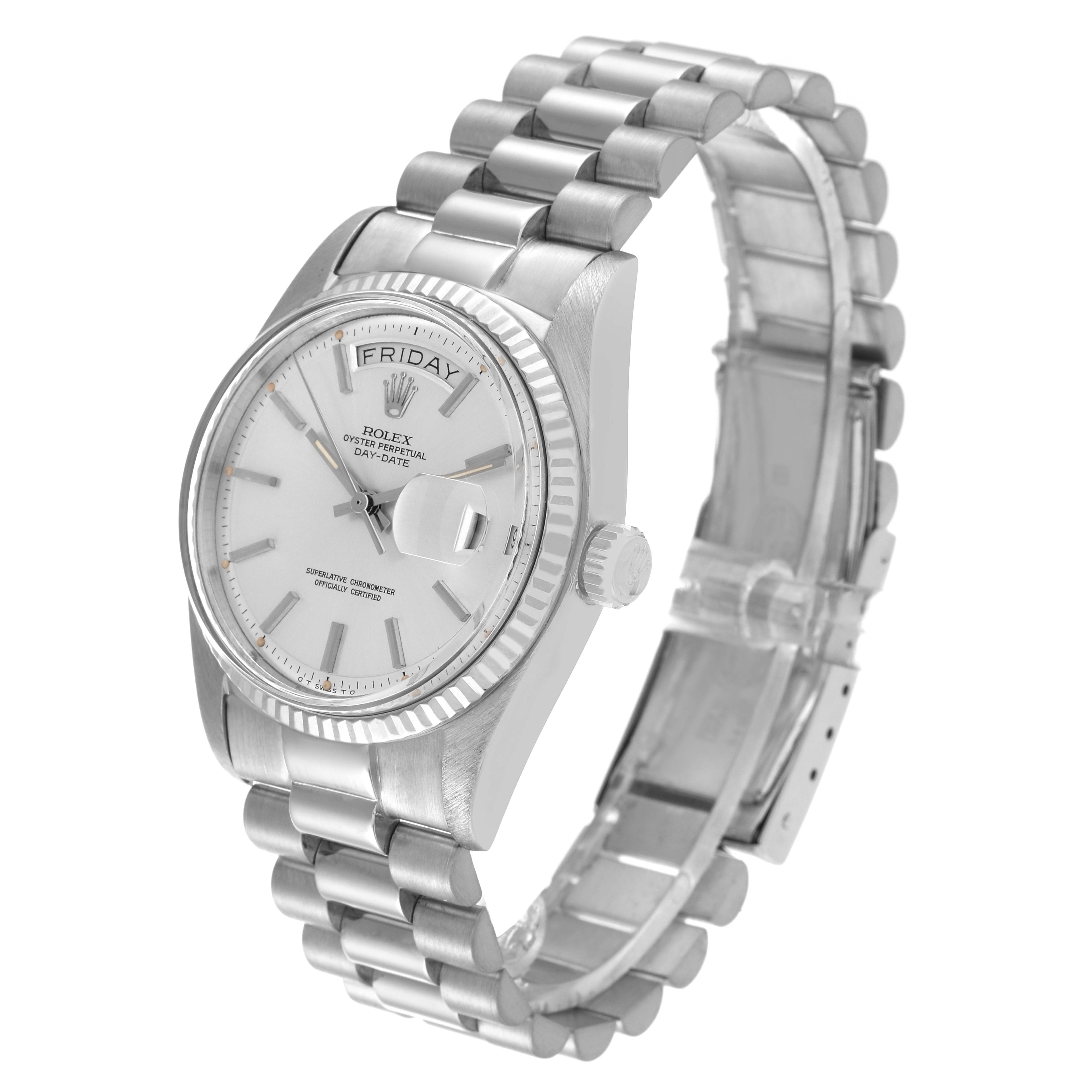 Rolex Day-Date President White Gold Silver Sigma Dial Vintage Mens Watch 1803