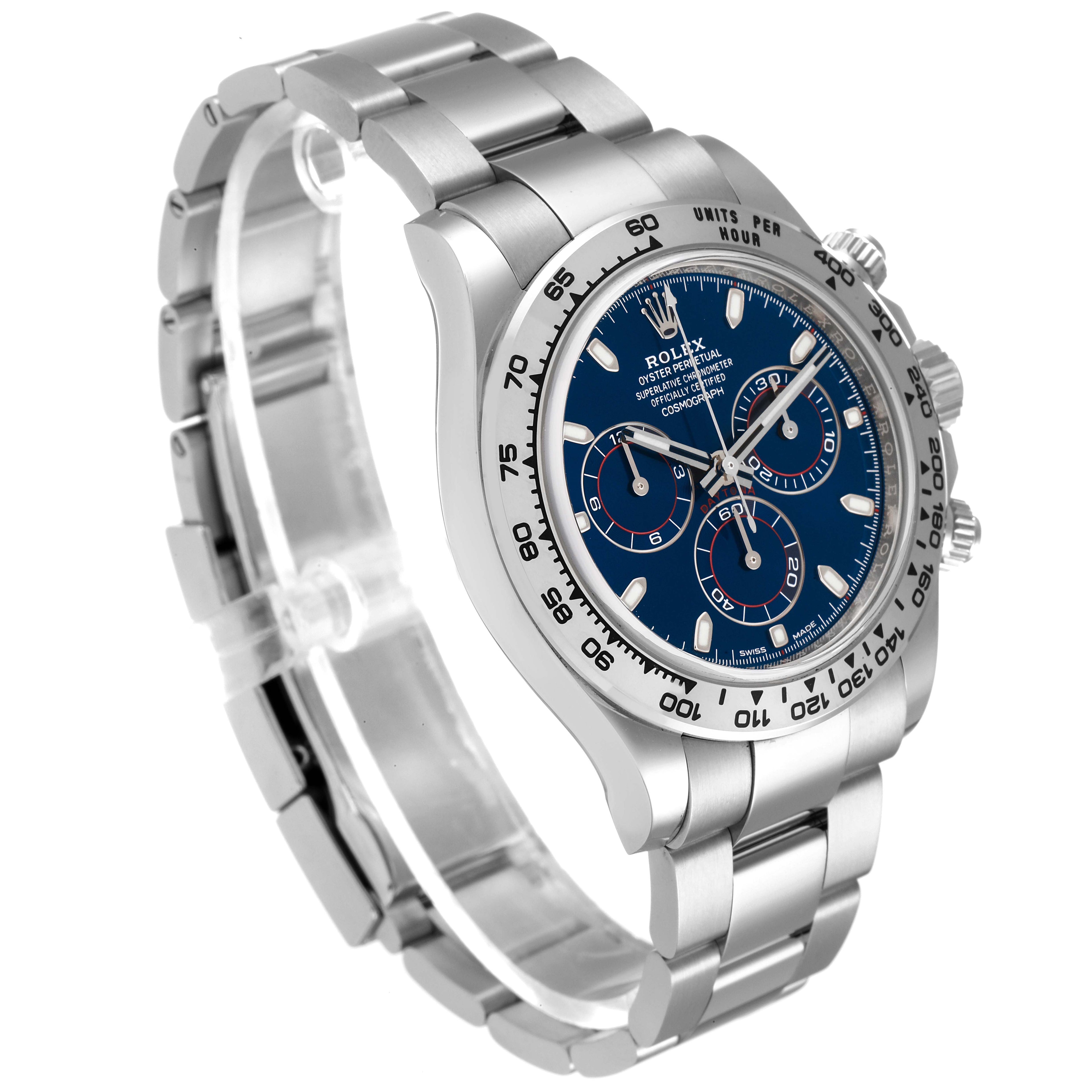 Rolex Daytona 18k White Gold Blue Dial Mens Watch 116509 Unworn