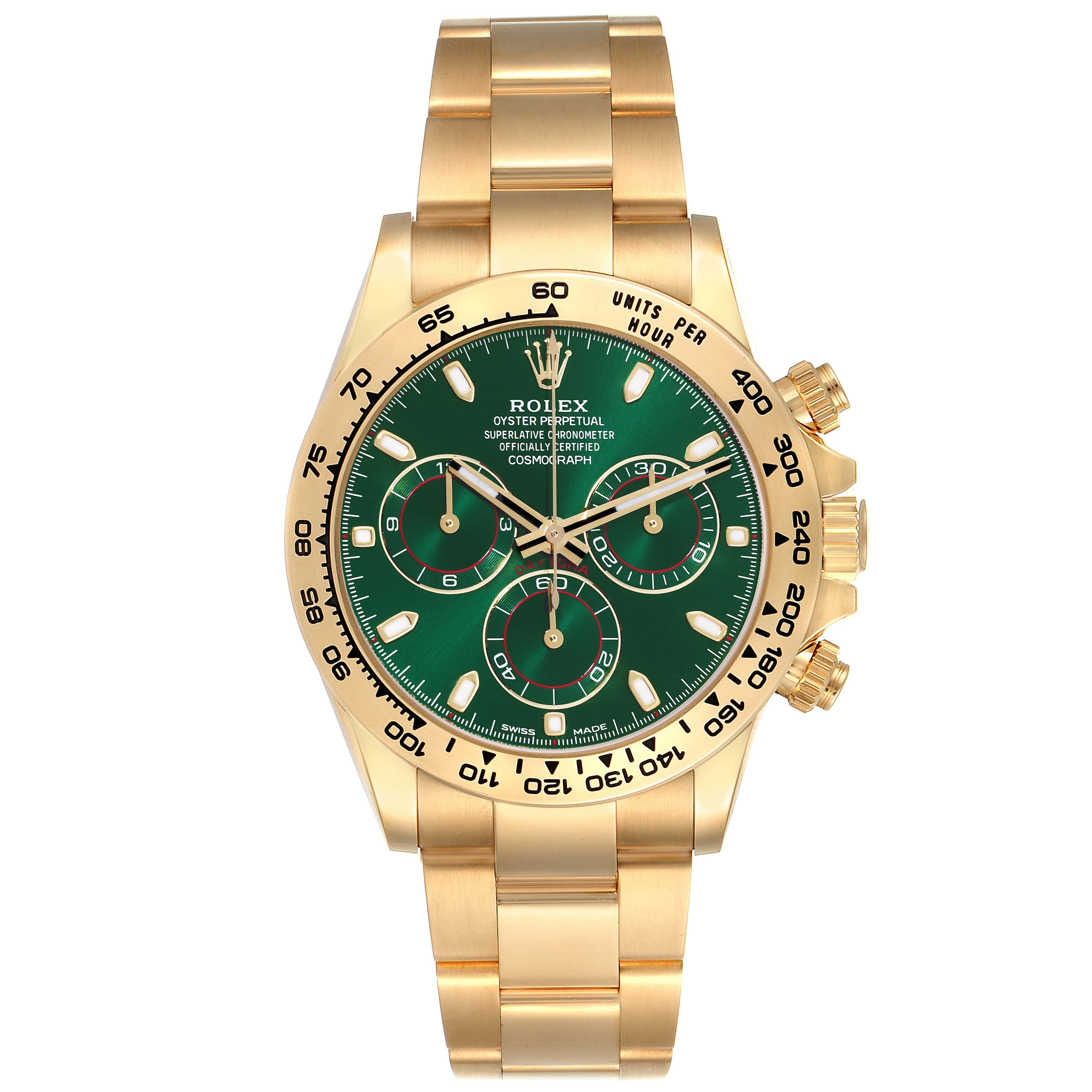 Rolex Daytona Yellow Gold Green Dial John Mayer Mens Watch 116508 Box Card