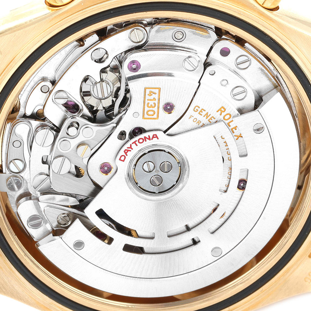 Rolex Daytona 18K Yellow Gold MOP Dial Brown Strap Mens Watch 116518