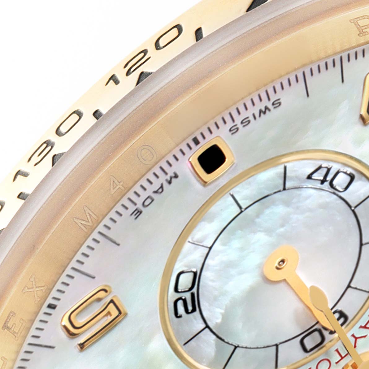 Rolex Daytona 18K Yellow Gold MOP Dial Brown Strap Mens Watch 116518