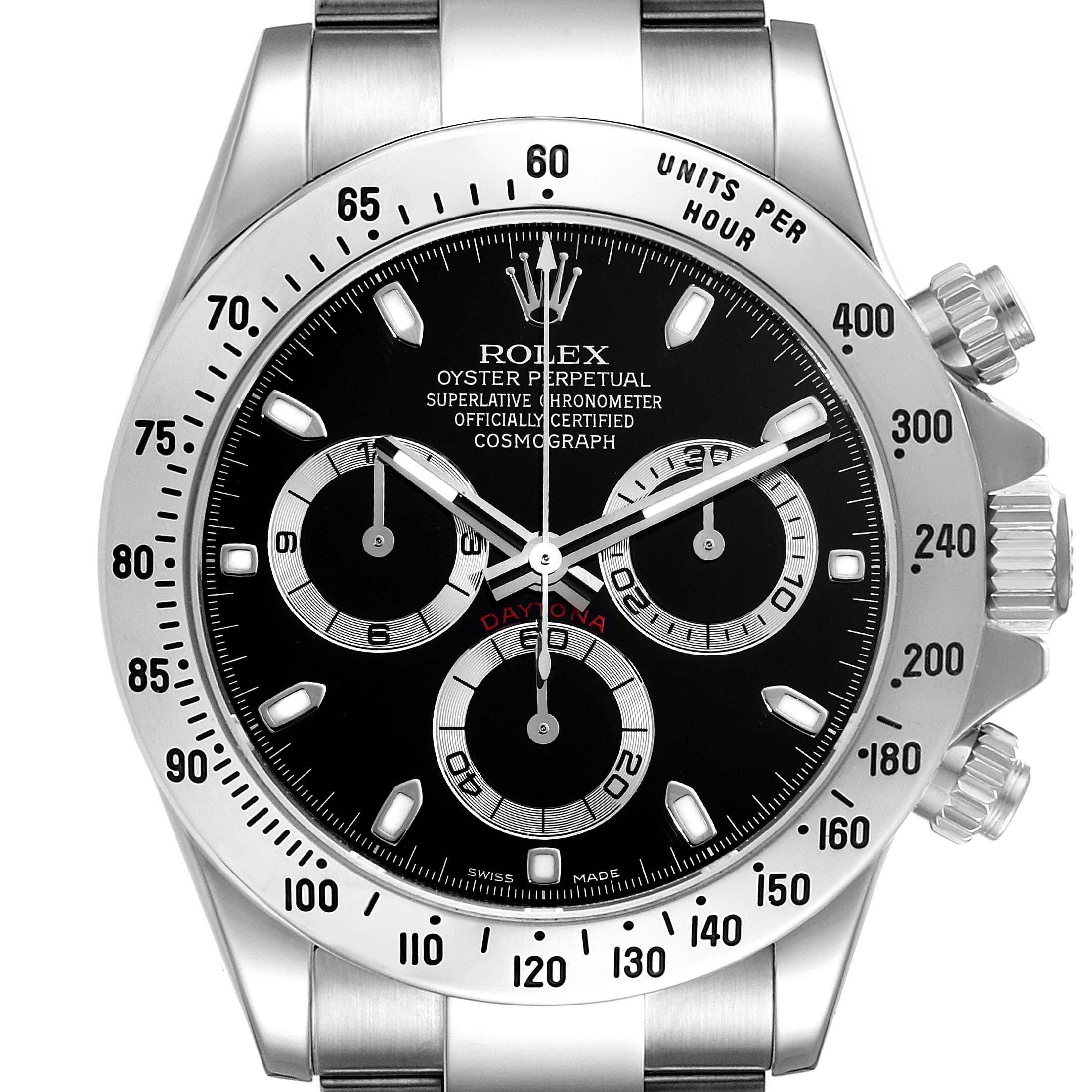 Rolex Daytona Black Dial Chronograph Steel Mens Watch 116520 Box Card