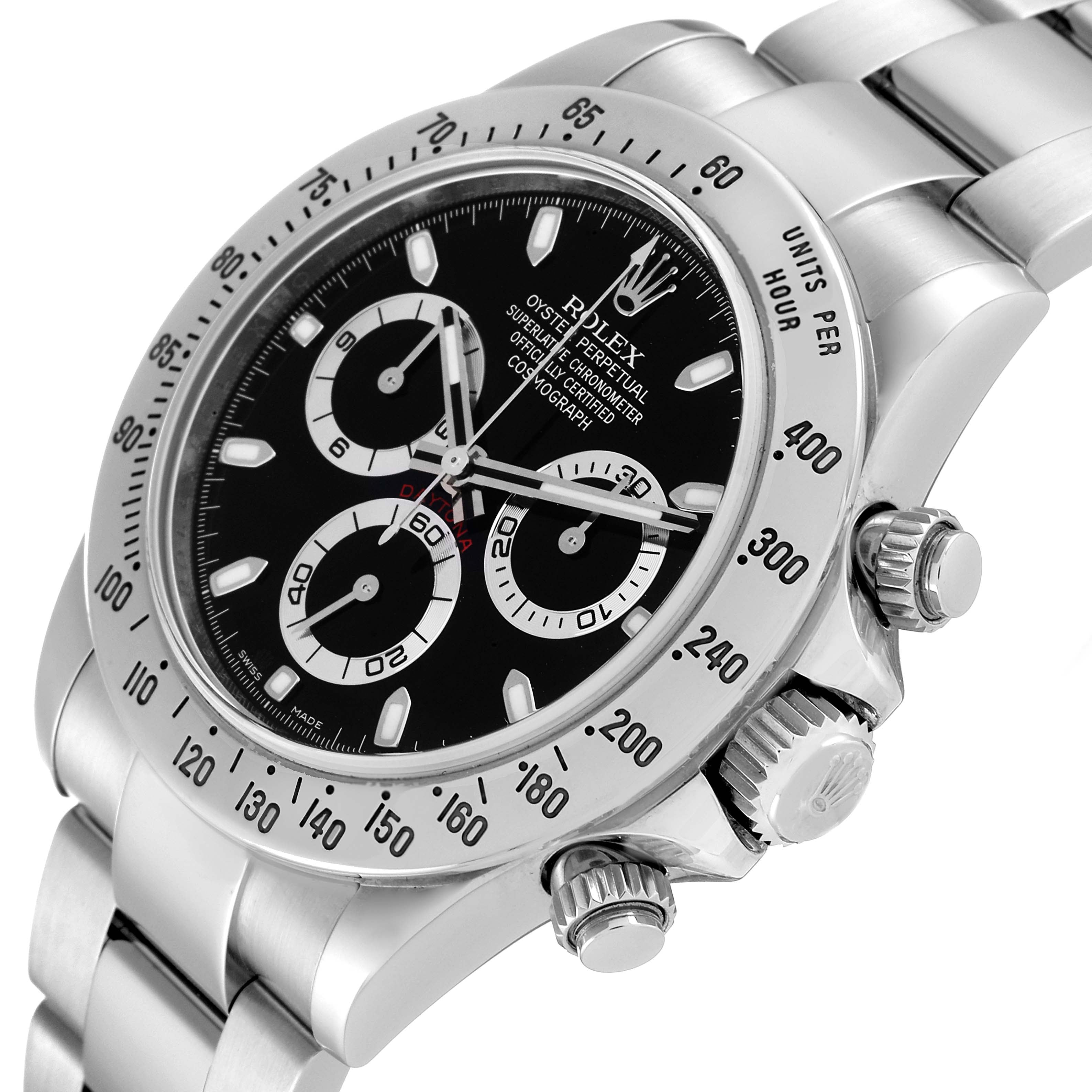 Rolex Daytona Black Dial Chronograph Steel Mens Watch 116520 Box Card