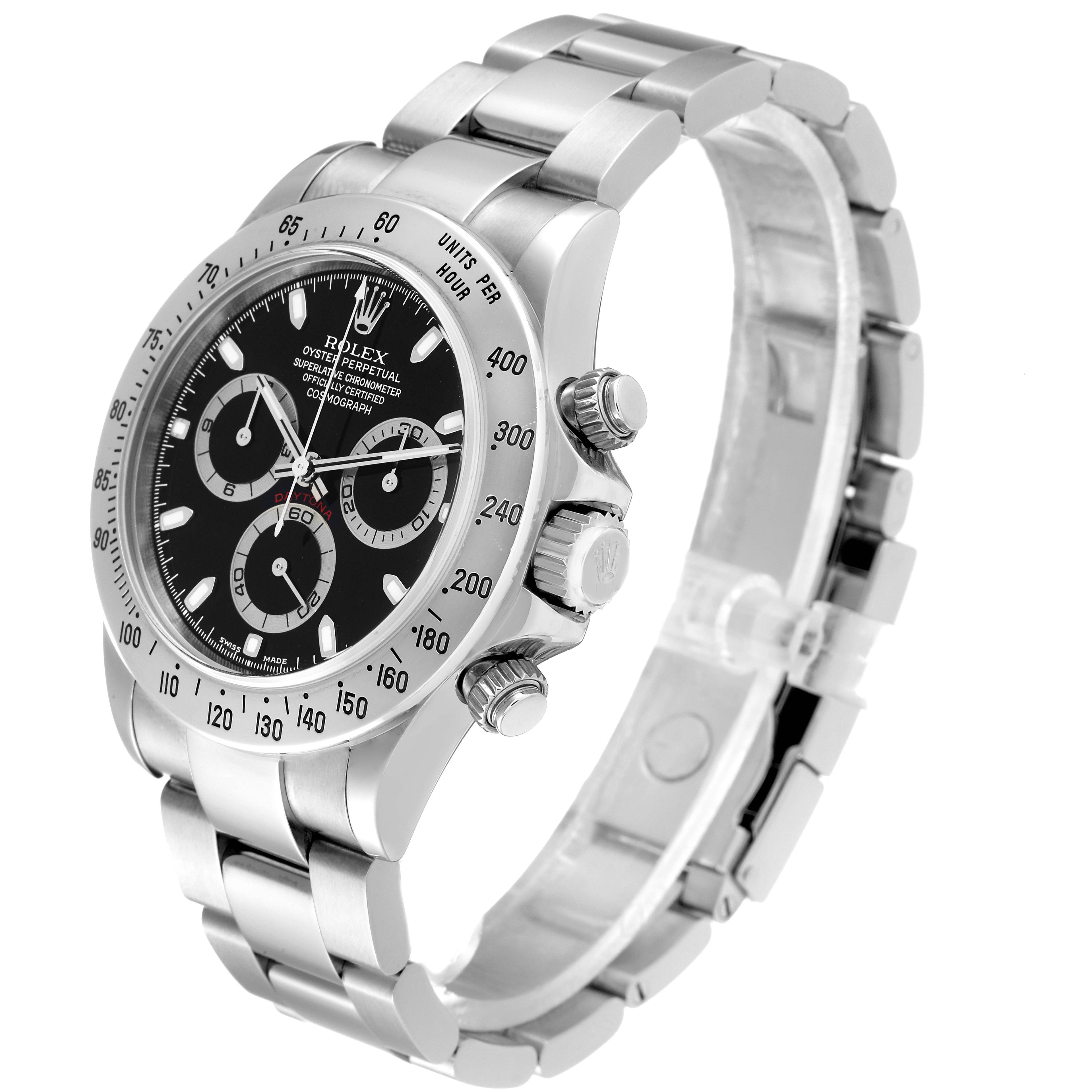 Rolex Daytona Black Dial Chronograph Steel Mens Watch 116520 Box Papers