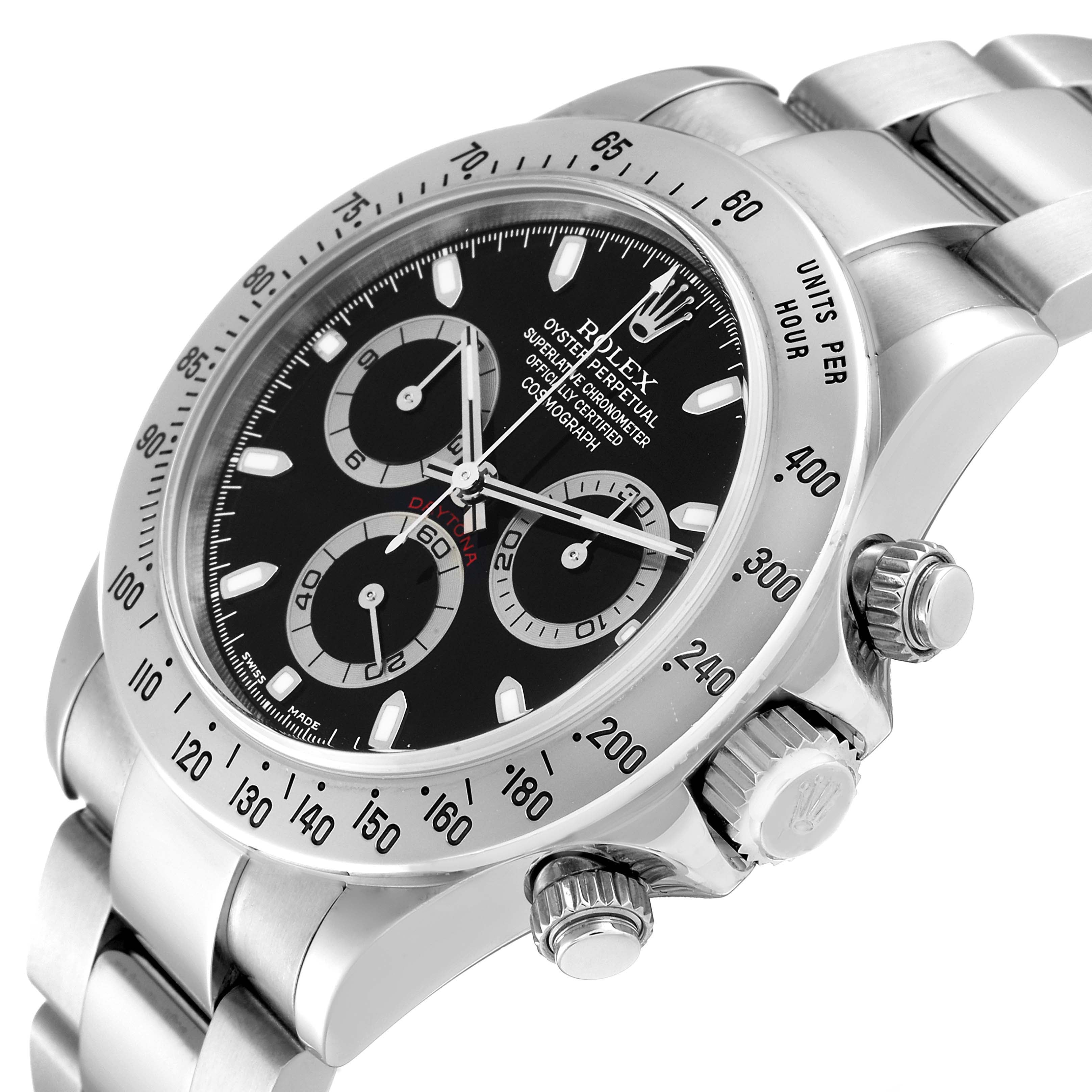 Rolex Daytona Black Dial Chronograph Steel Mens Watch 116520 Box Papers