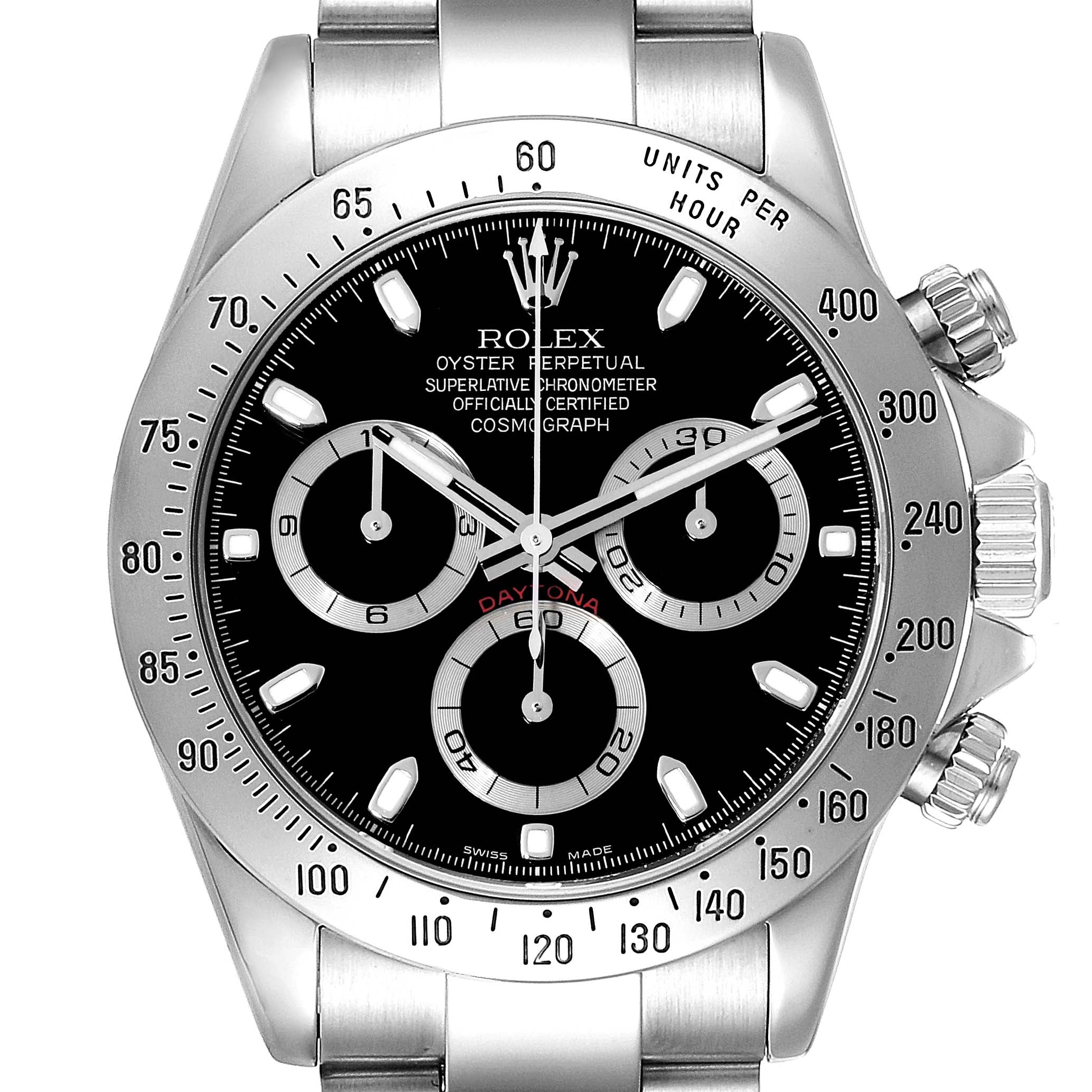 Rolex Daytona Black Dial Chronograph Steel Mens Watch 116520 Box Service Card