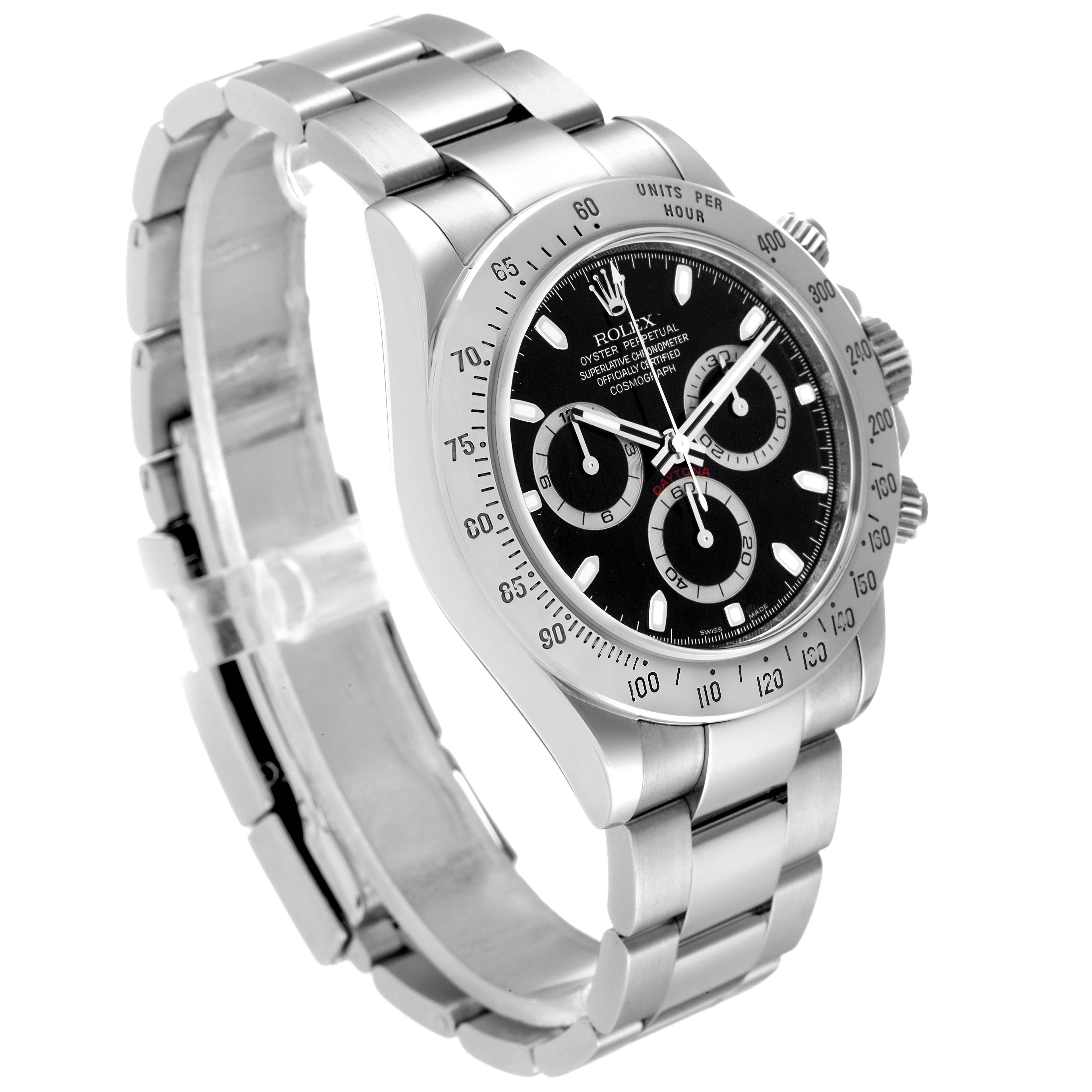 Rolex Daytona Black Dial Chronograph Steel Mens Watch 116520 Box Service Card