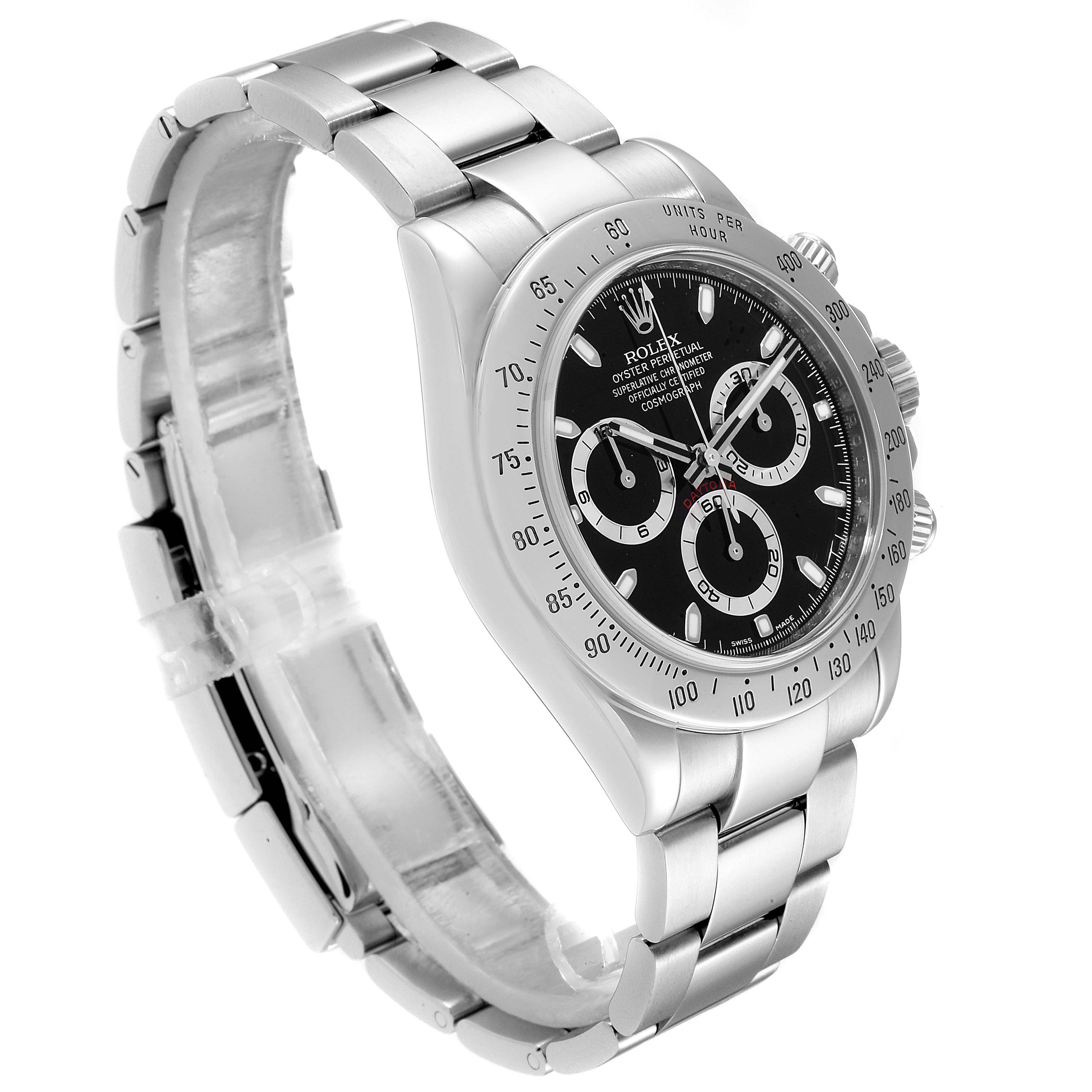 Rolex Daytona Black Dial Chronograph Steel Watch 116520 Box Card