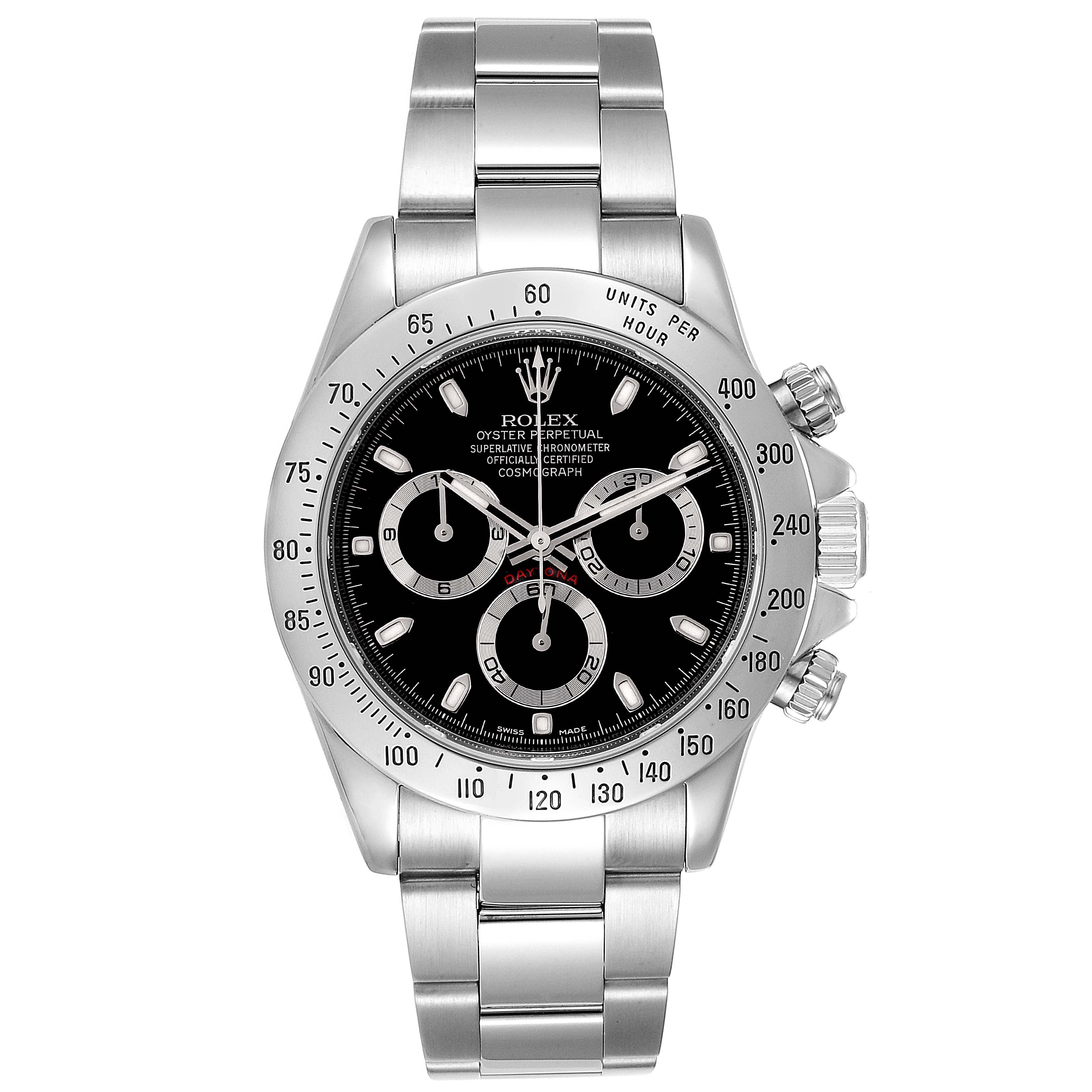 Rolex Daytona Black Dial Chronograph Steel Watch 116520 Box Card