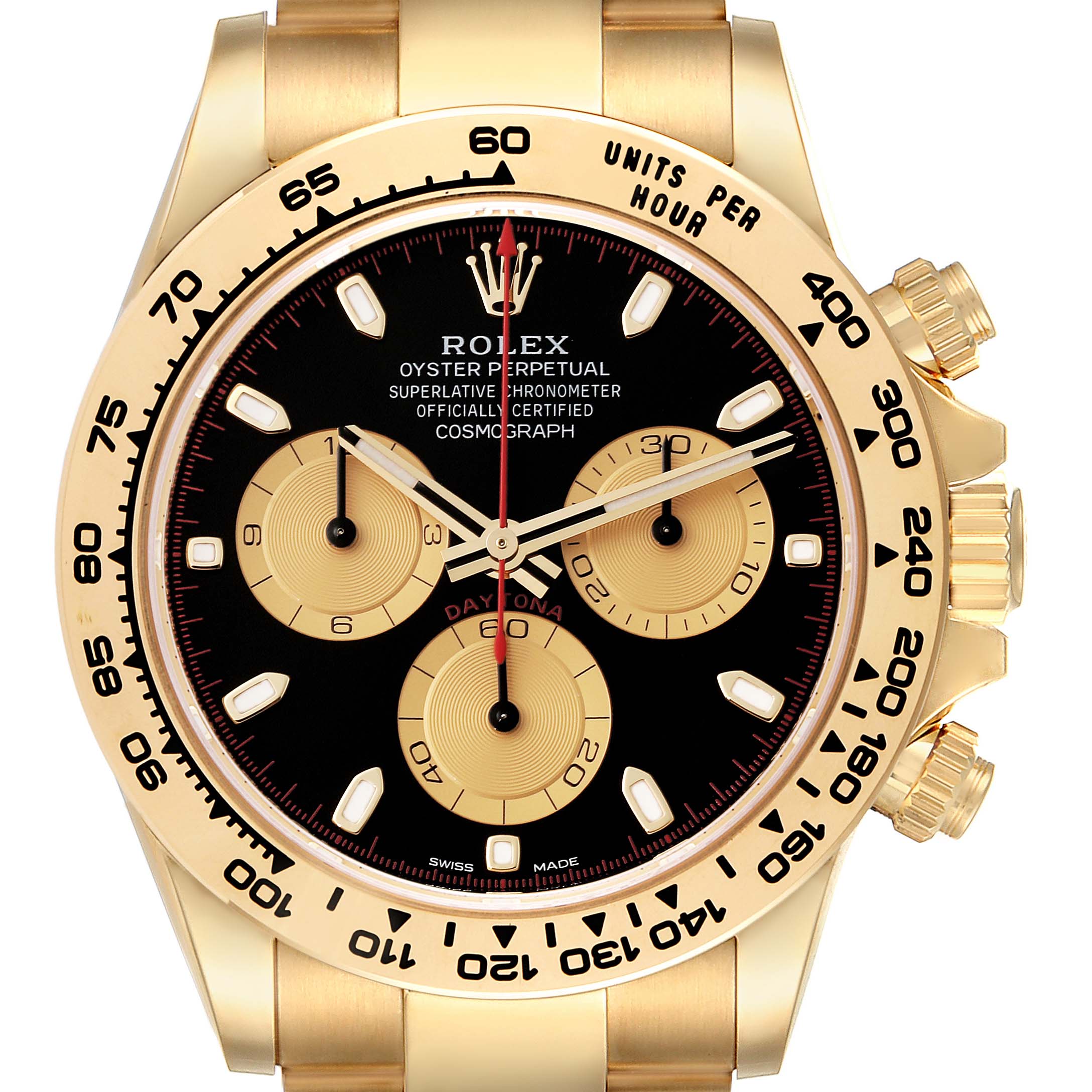 Rolex Daytona Black Dial Yellow Gold Mens Watch 116508