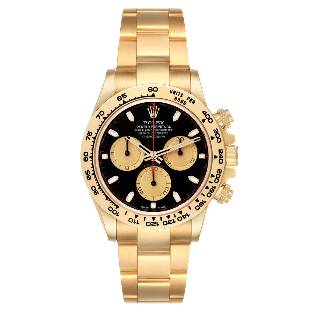 Rolex Daytona Black Dial Yellow Gold Mens Watch 116508