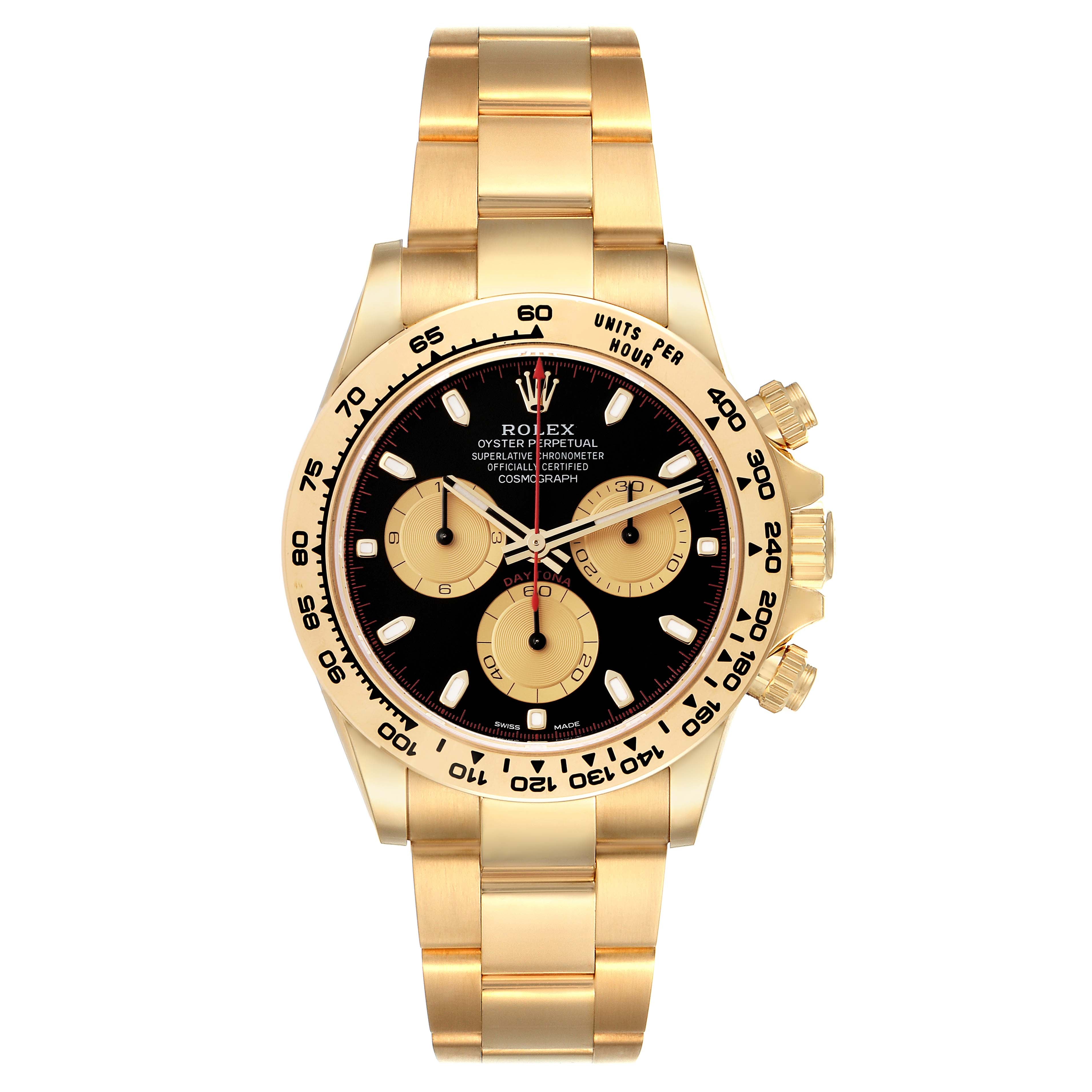 Rolex Daytona Black Dial Yellow Gold Mens Watch 116508