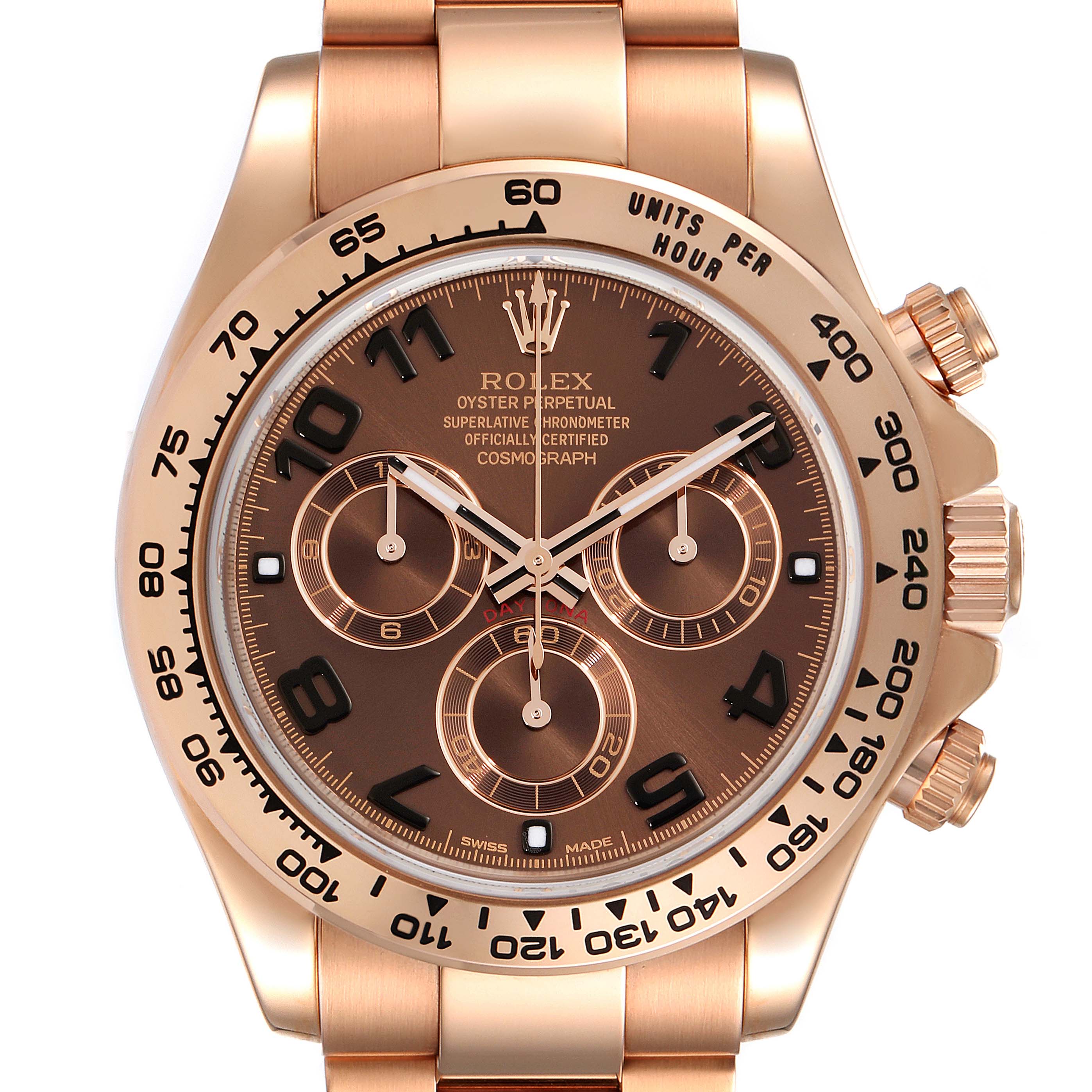 Rolex Daytona Brown Dial Rose Gold Everose Mens Watch 116505 Unworn