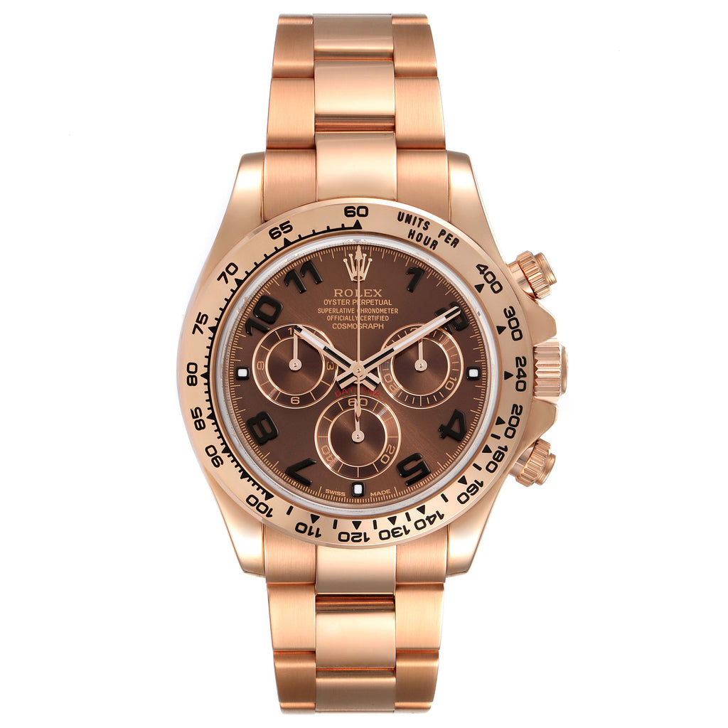 Rolex Daytona Brown Dial Rose Gold Everose Mens Watch 116505 Unworn