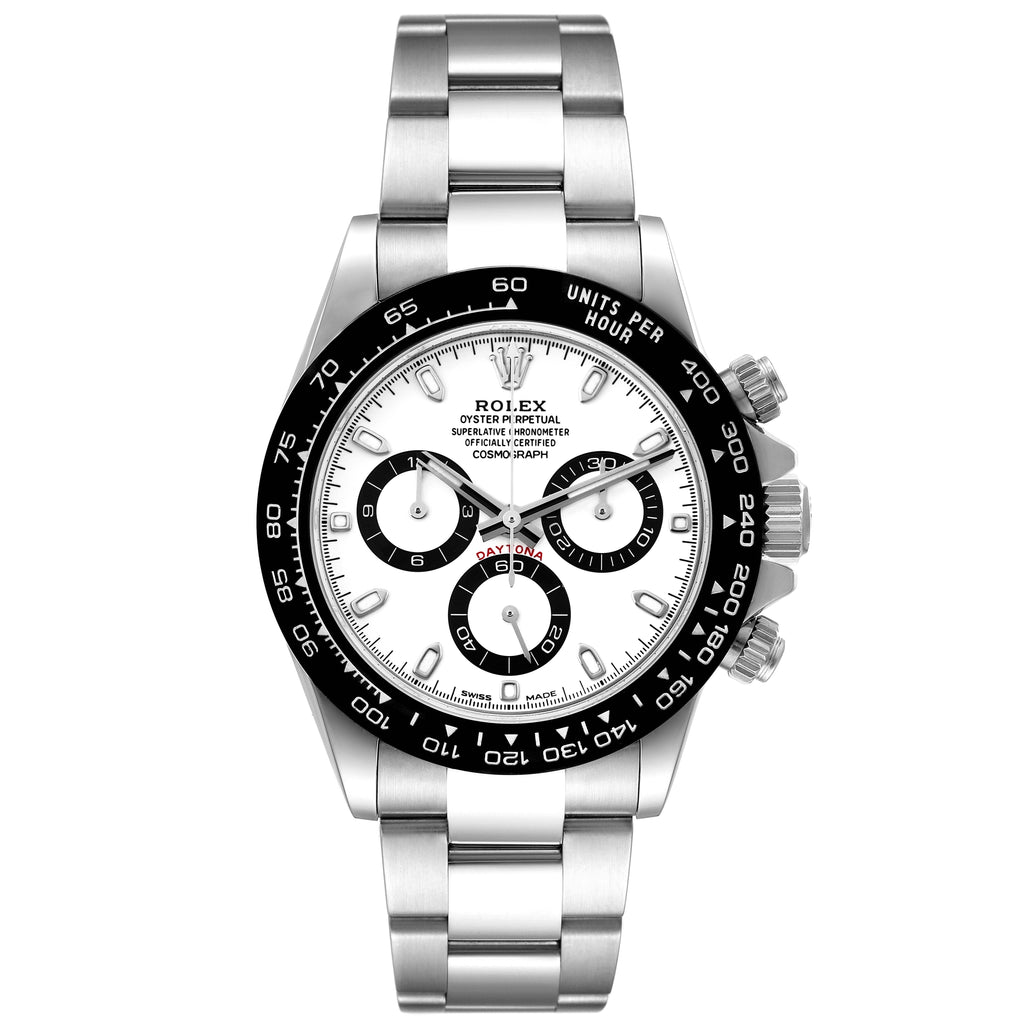 Rolex Daytona Ceramic Bezel White Dial Steel Mens Watch 116500 Box Card