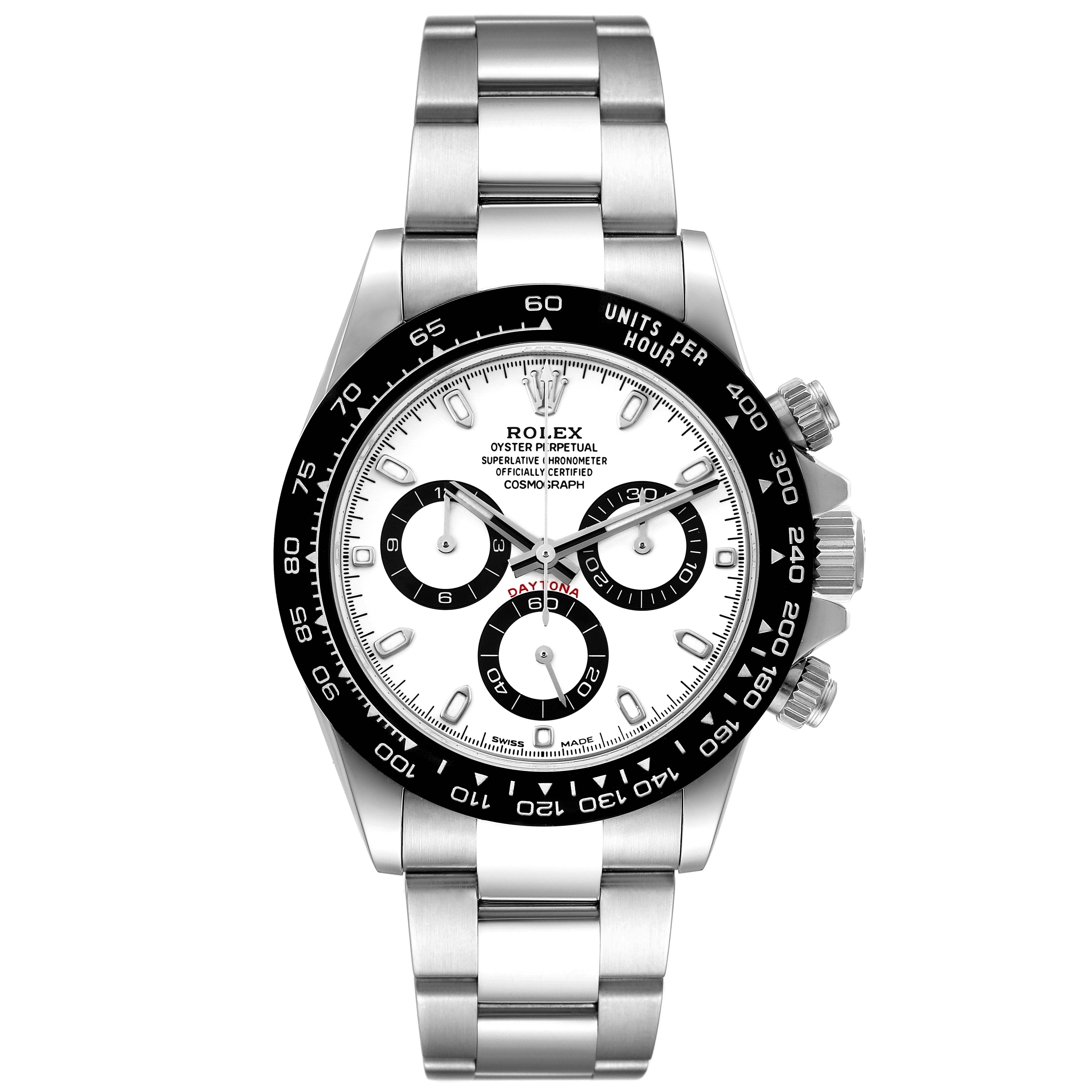Rolex Daytona Ceramic Bezel White Dial Steel Mens Watch 116500 Box Card