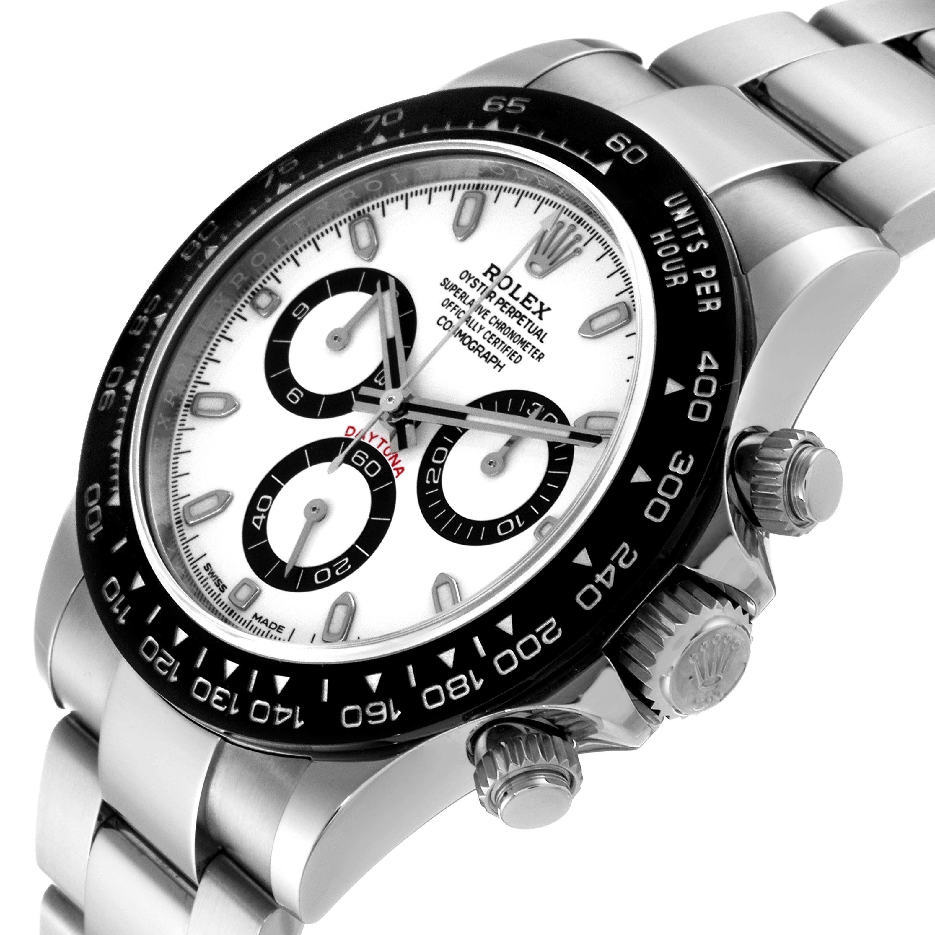 Rolex Daytona Ceramic Bezel White Dial Steel Mens Watch 116500 Box Card