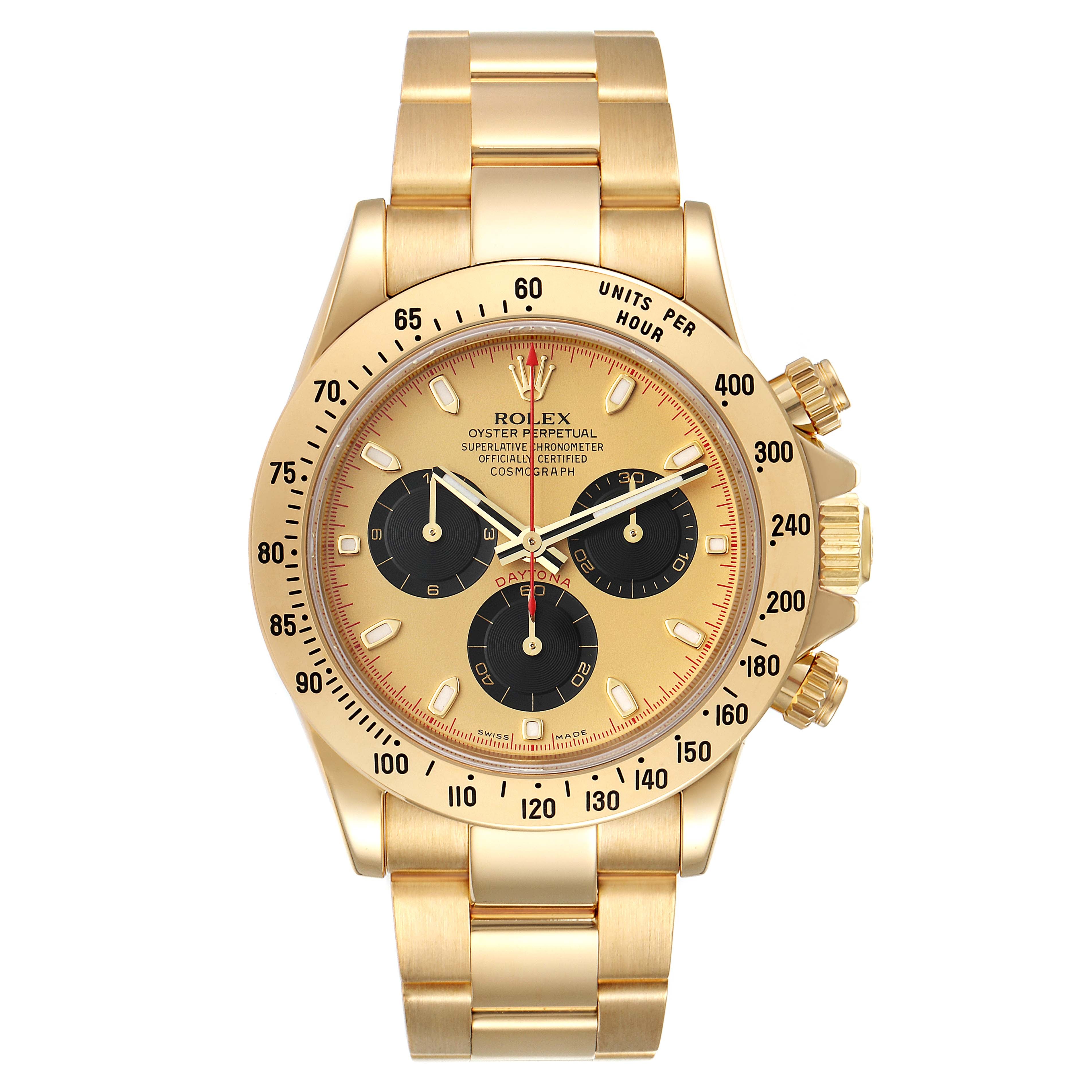 Rolex Daytona Champagne Dial Yellow Gold Chronograph Mens Watch 116528