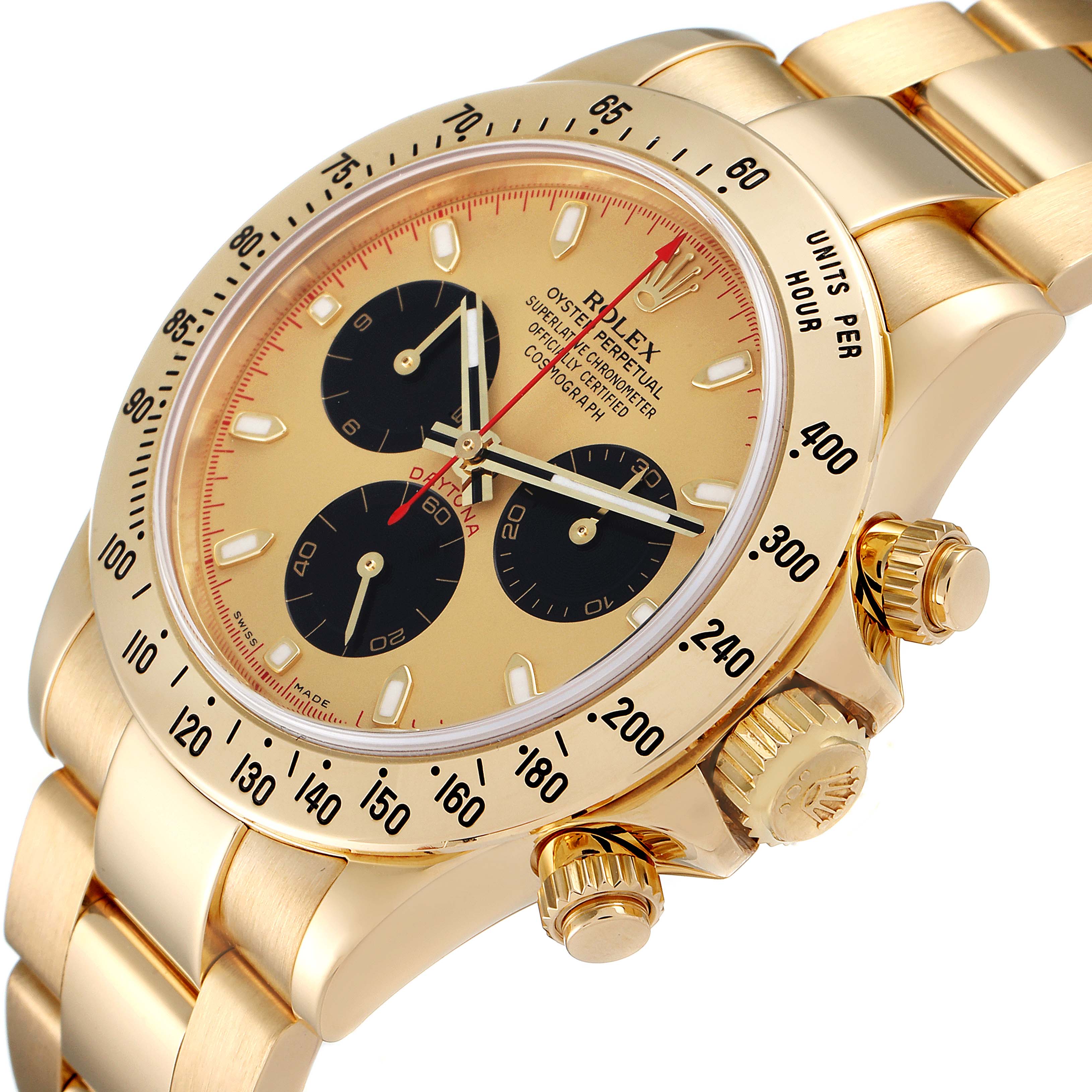 Rolex Daytona Champagne Dial Yellow Gold Chronograph Mens Watch 116528