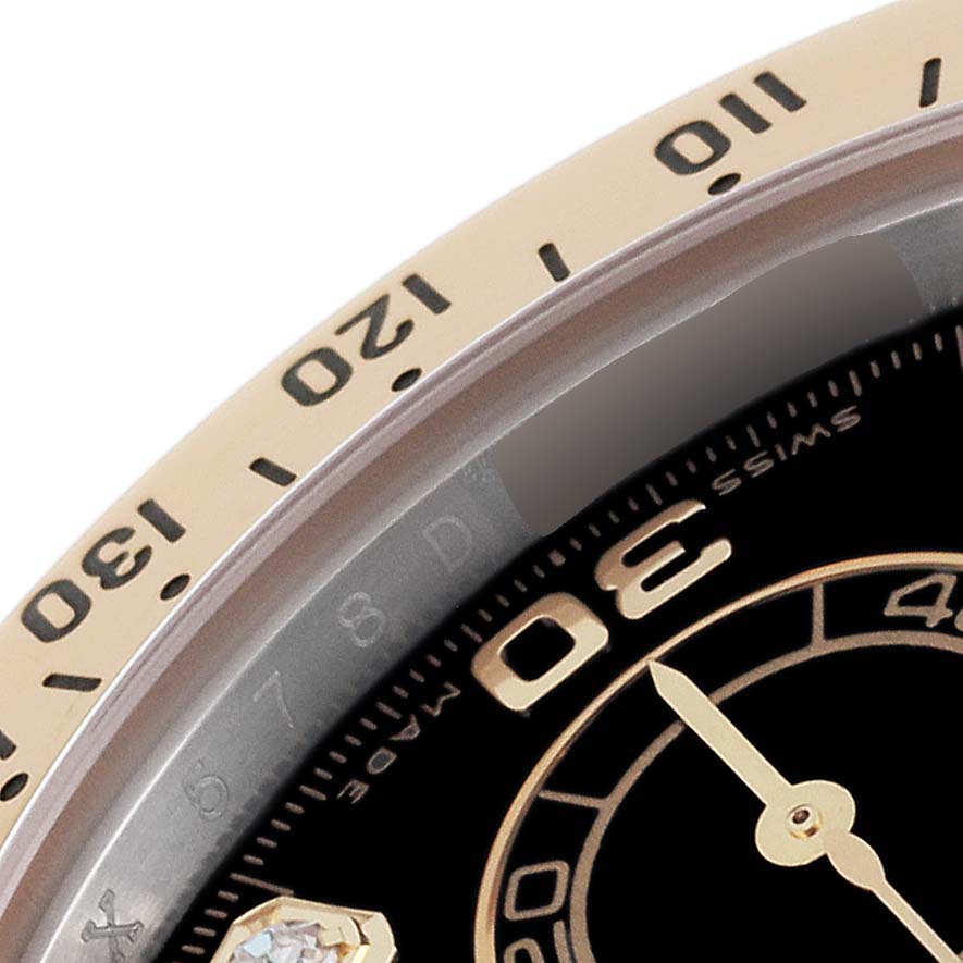 Rolex Daytona Chronograph Steel Yellow Gold Diamond Mens Watch 116523 Box Card